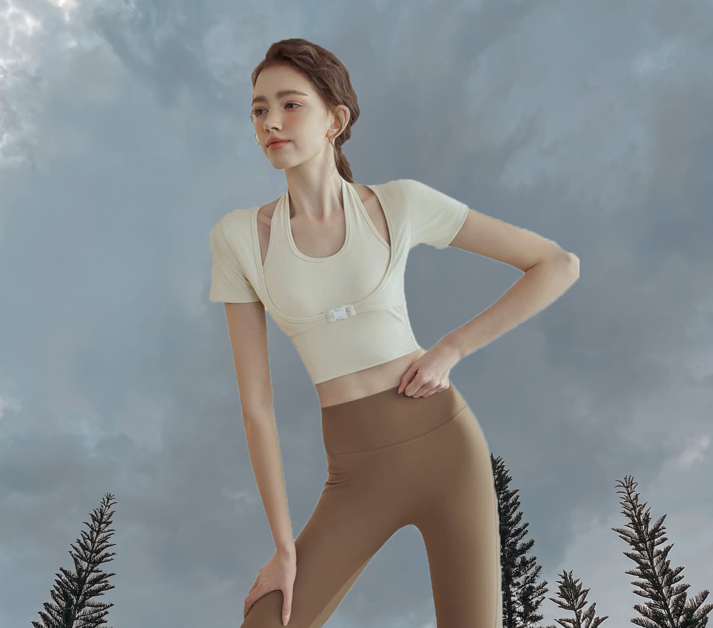 011 Alicia CropTop Padded Front 2 - Ivory