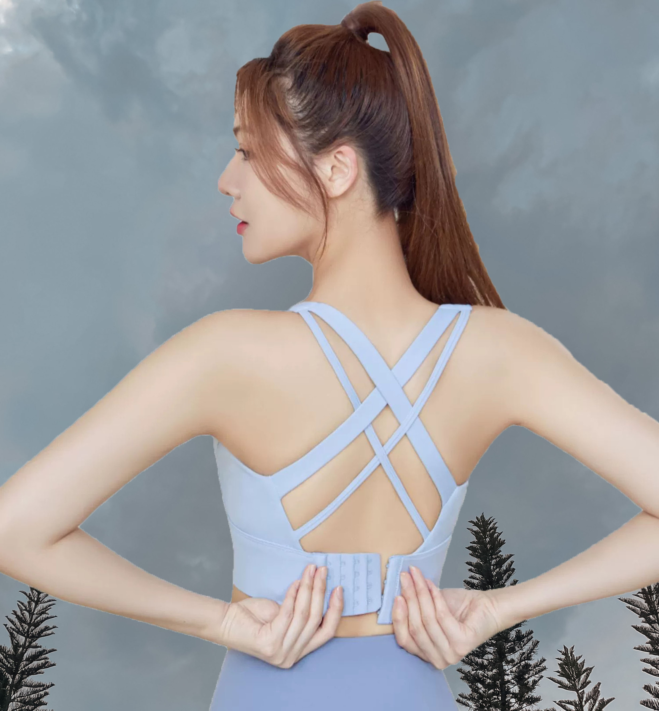 Cassie Sport Bra Light Blue Back