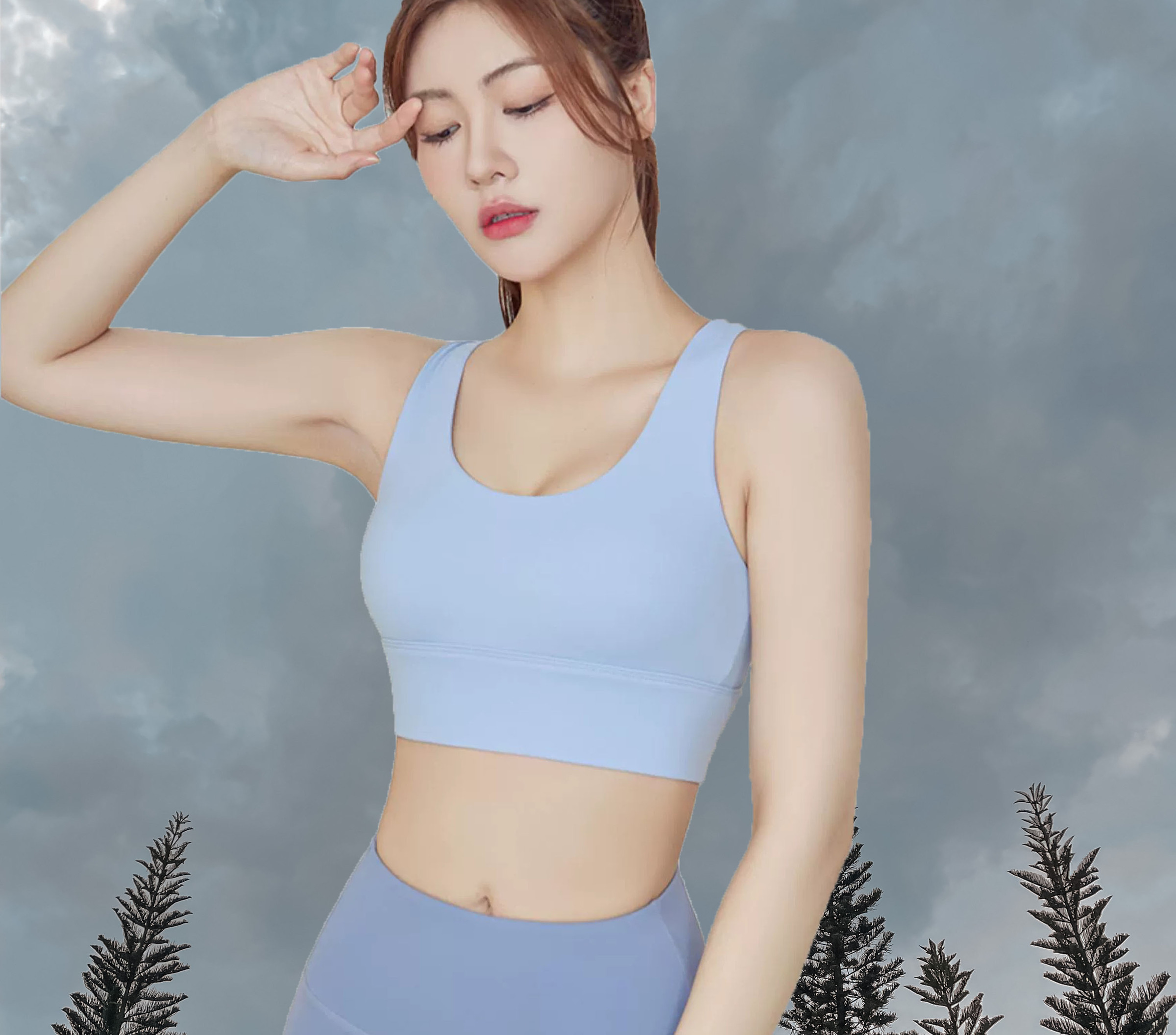 Cassie Sport Bra Light Blue Front