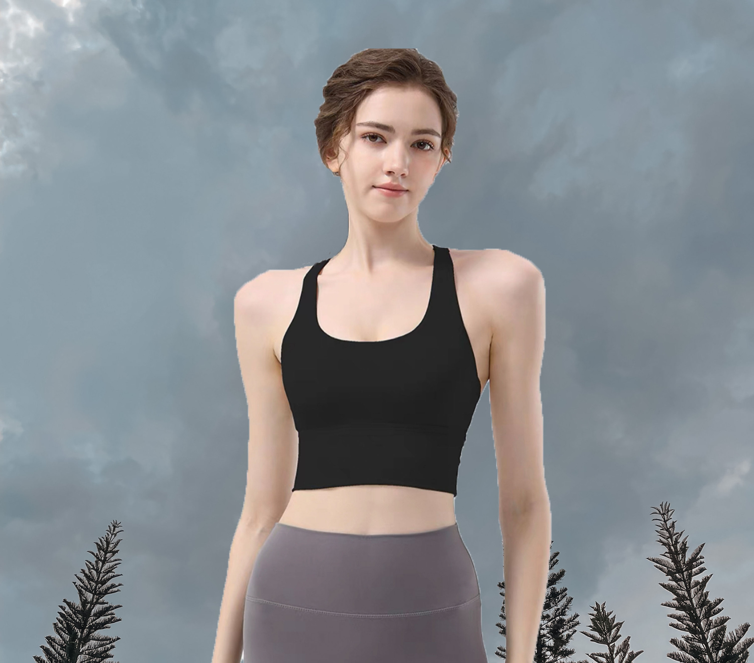 Sandra Sport Bra Black Front