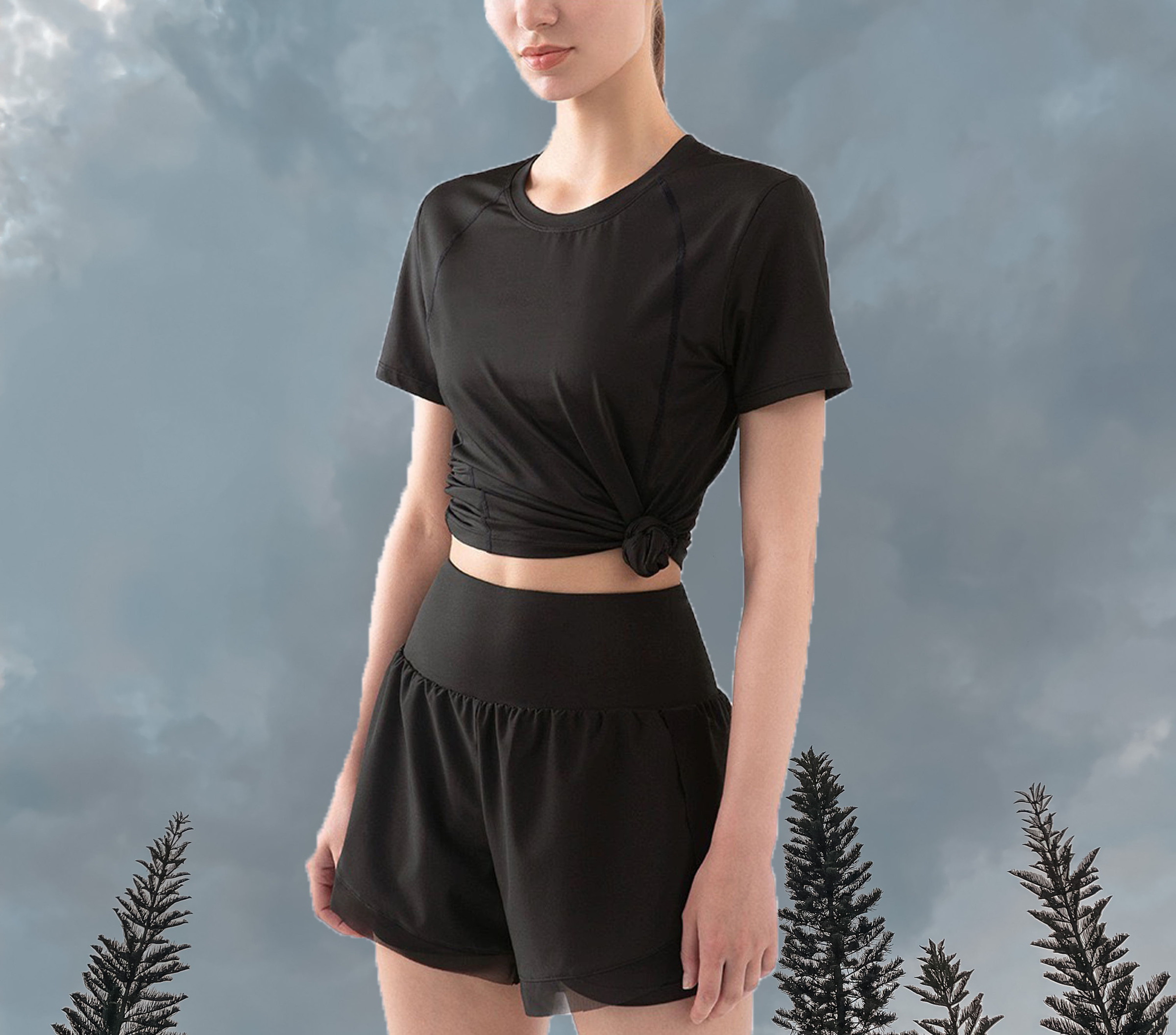 Charlotte 2 Layer Shorts Black - full body