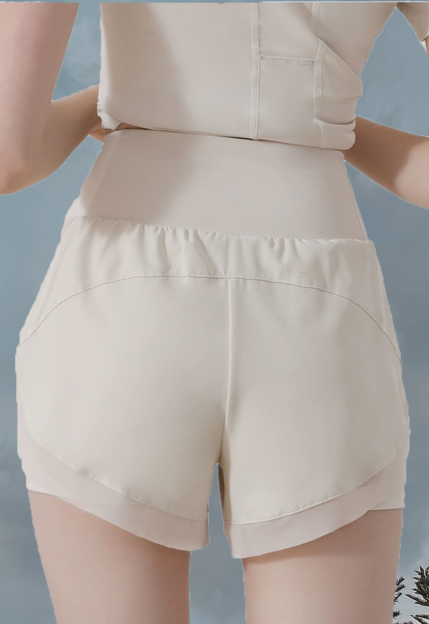Charlotte 2 Layer Shorts Ivory - Back