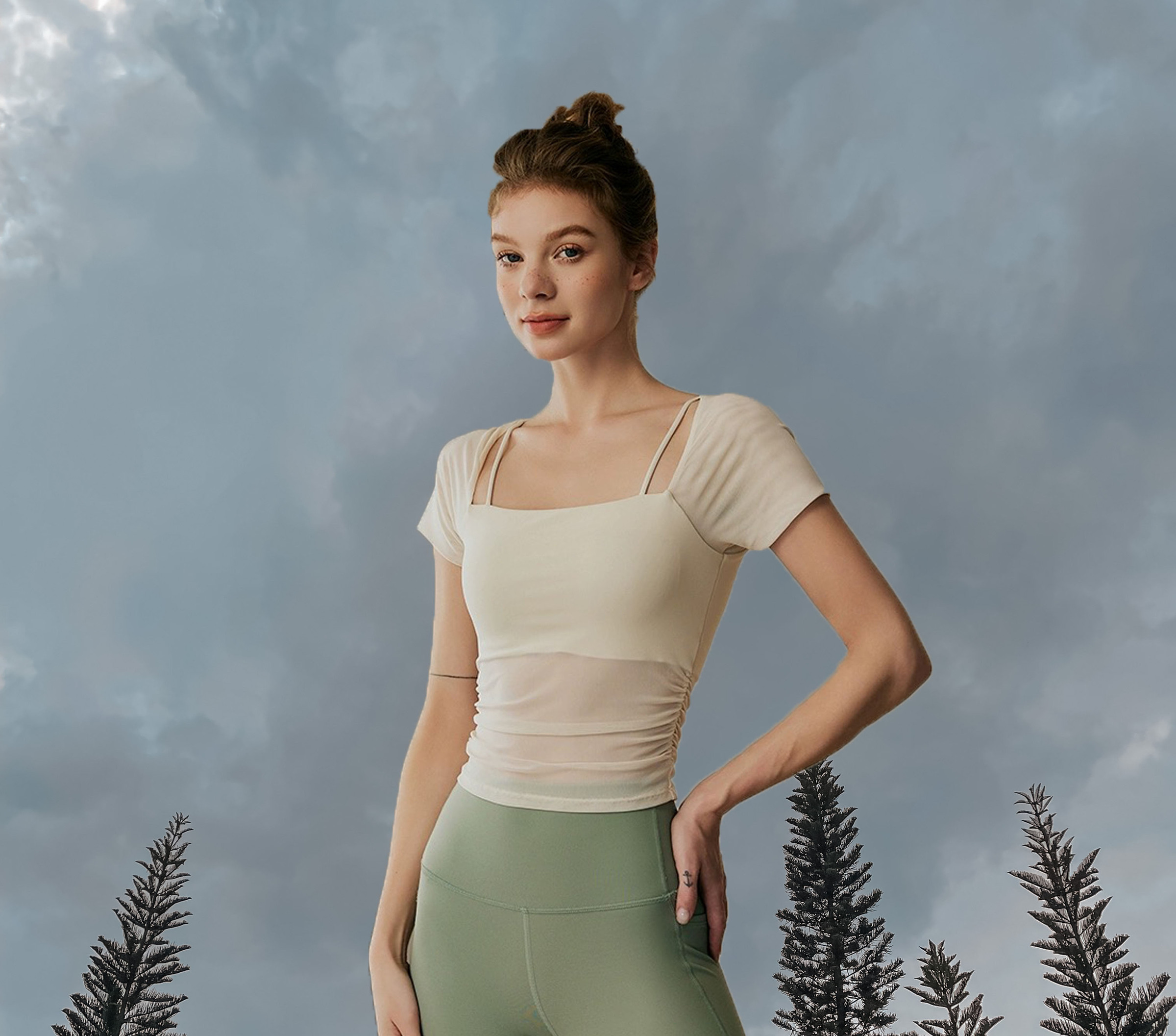 Angeline CropTop Padded Ivory - Front