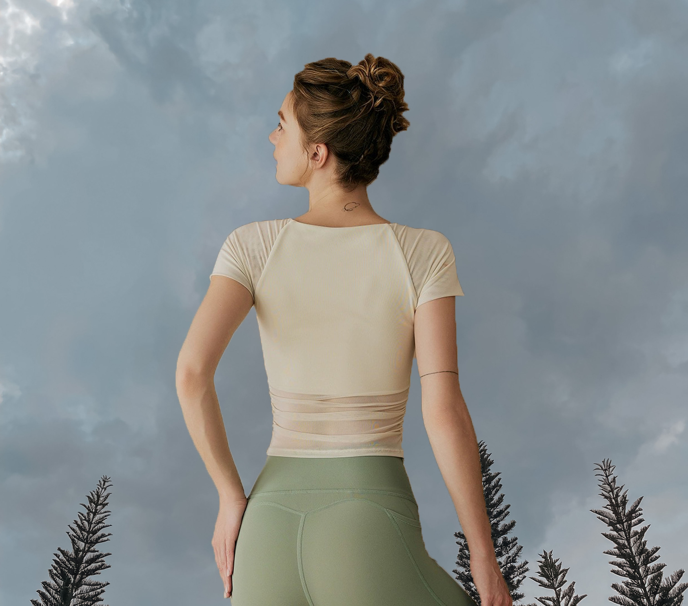 Angeline CropTop Padded Ivory - Back