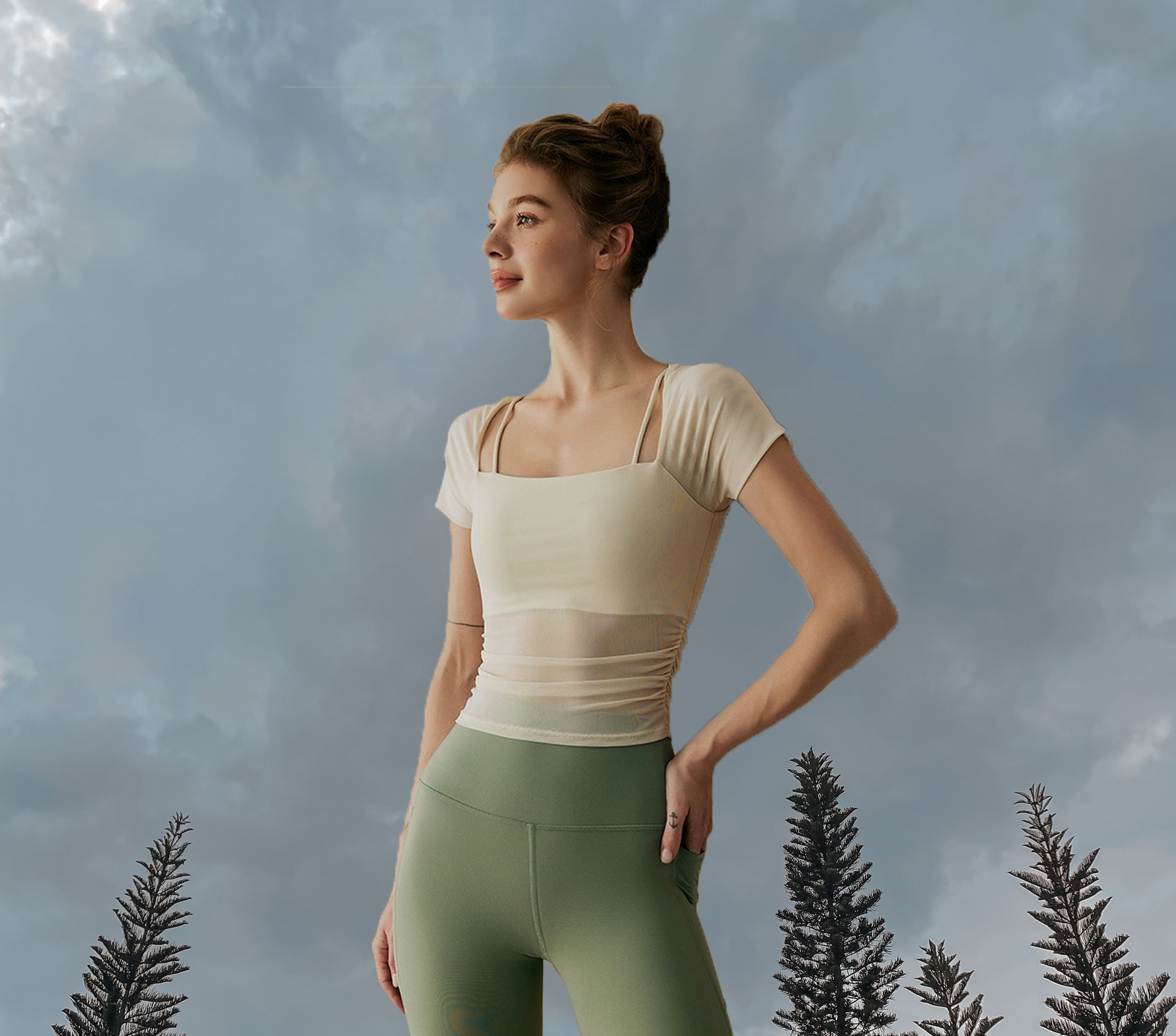 Angeline CropTop Padded Ivory - Front Side