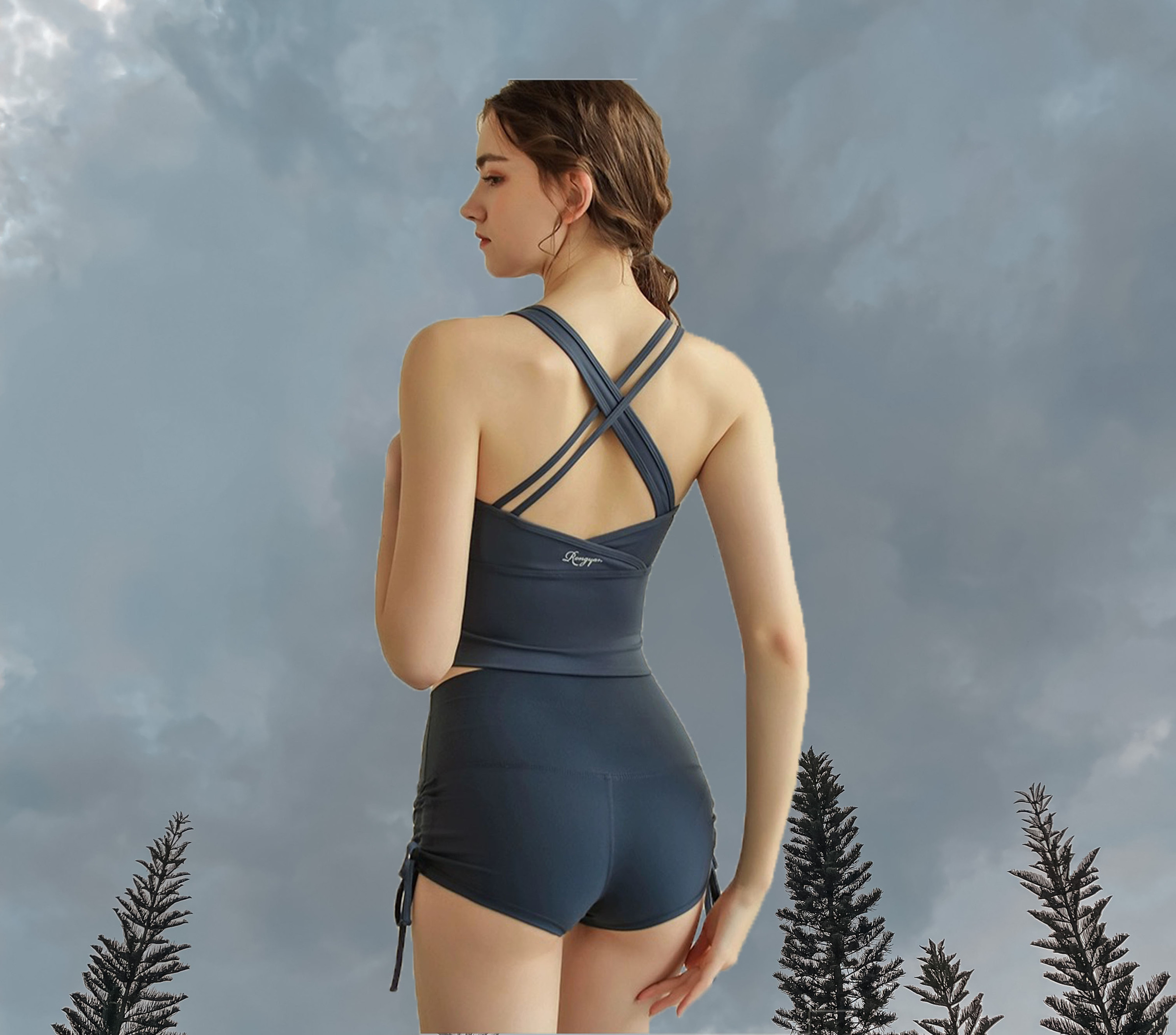 Clara Sport Bra Grey Blue - Back 2