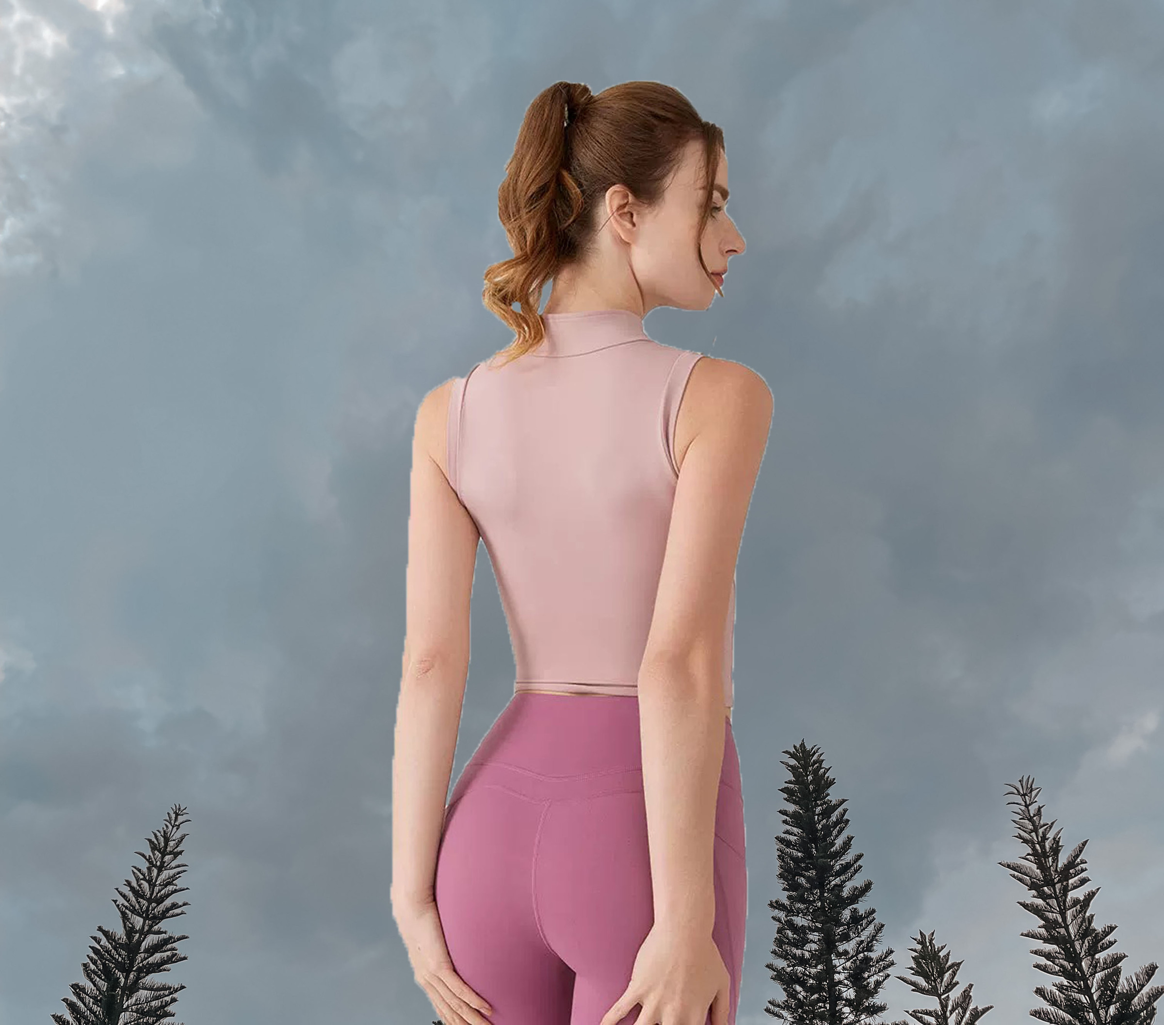 Pickle Zip CropTop Padded Rozy Pink- Back