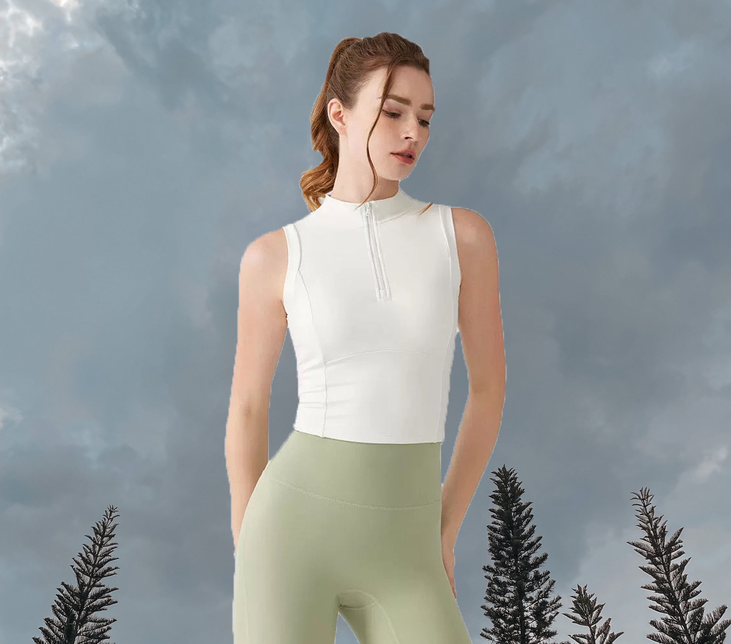 Pickle Zip CropTop Padded White - Front