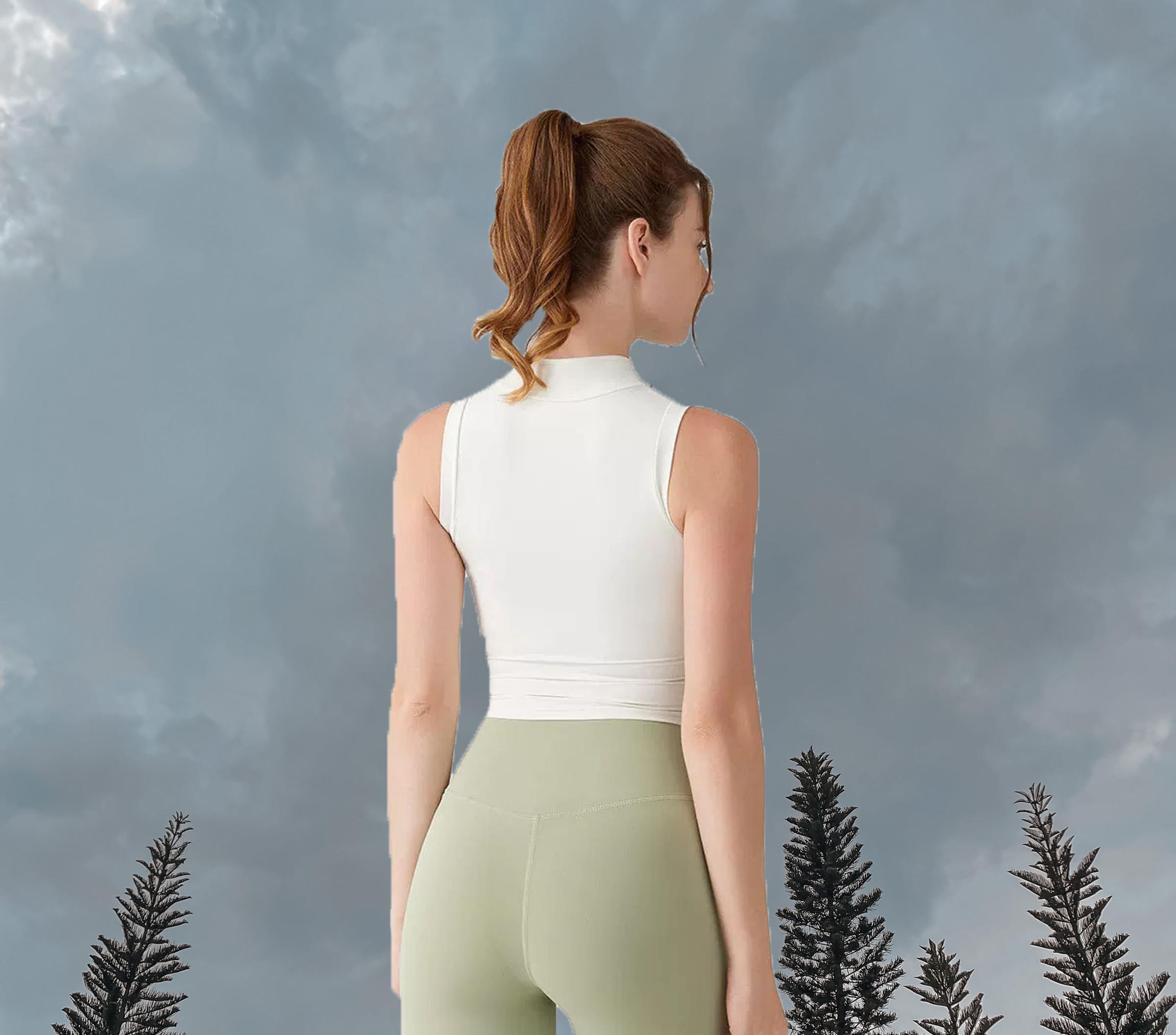 Pickle Zip CropTop Padded White - Back