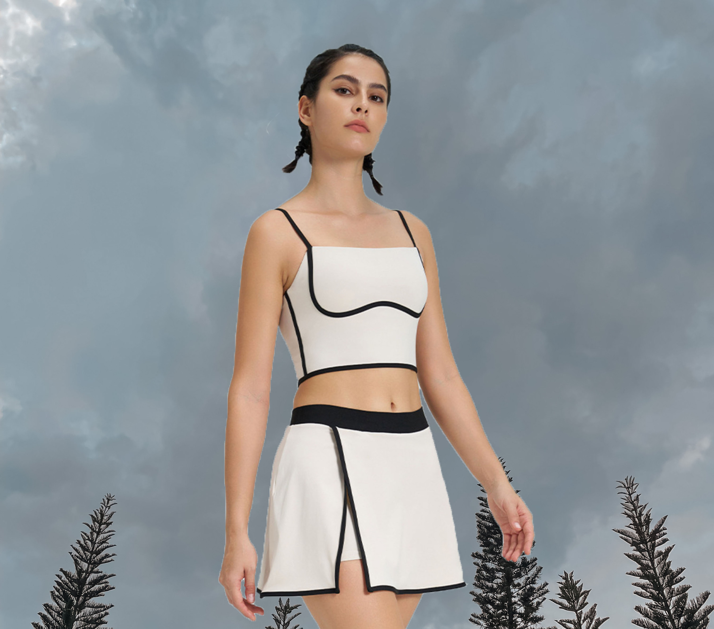 Monochrome Skort - Ivory (Front)