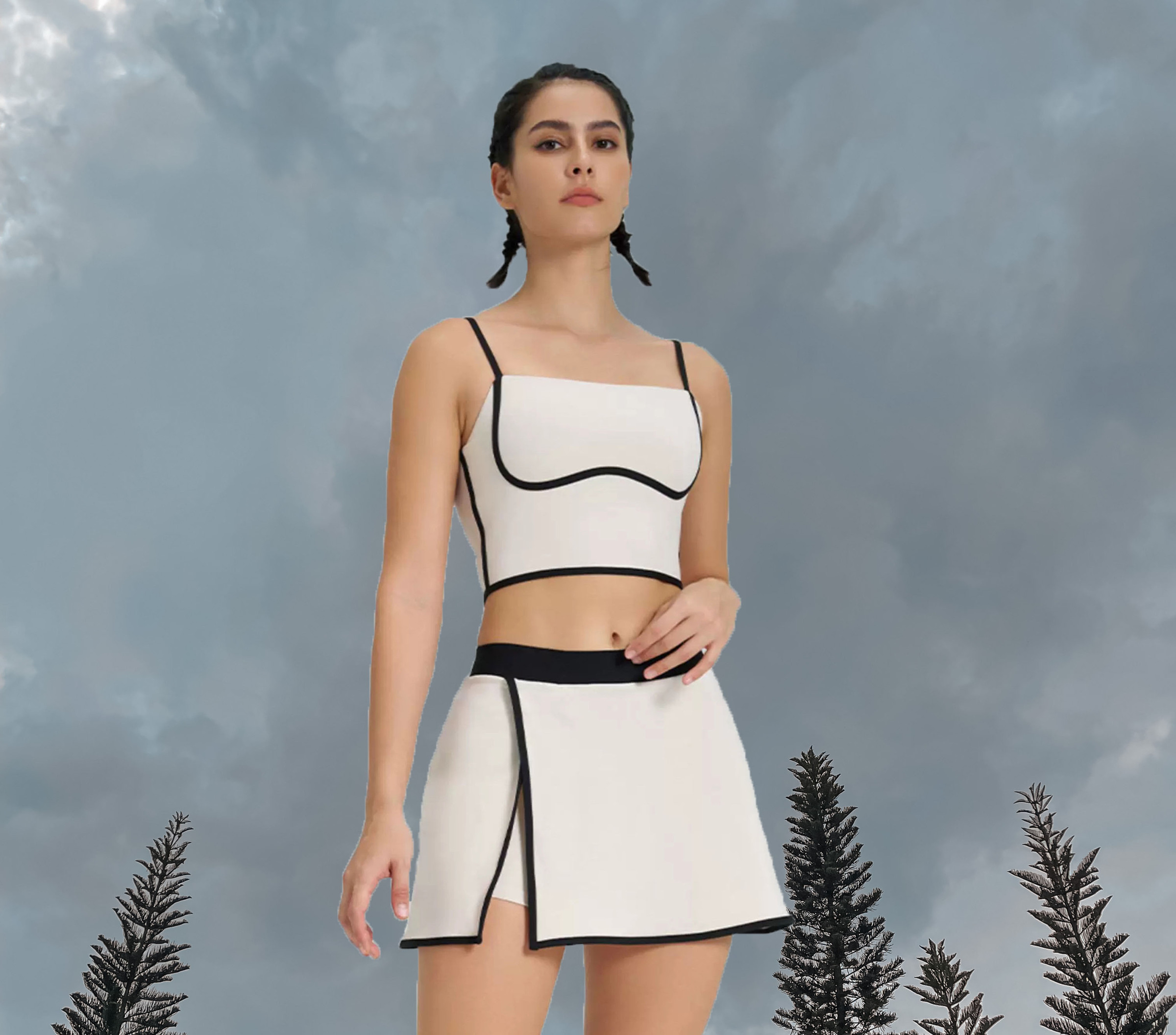 Monochrome Skort - Ivory (Front 2)