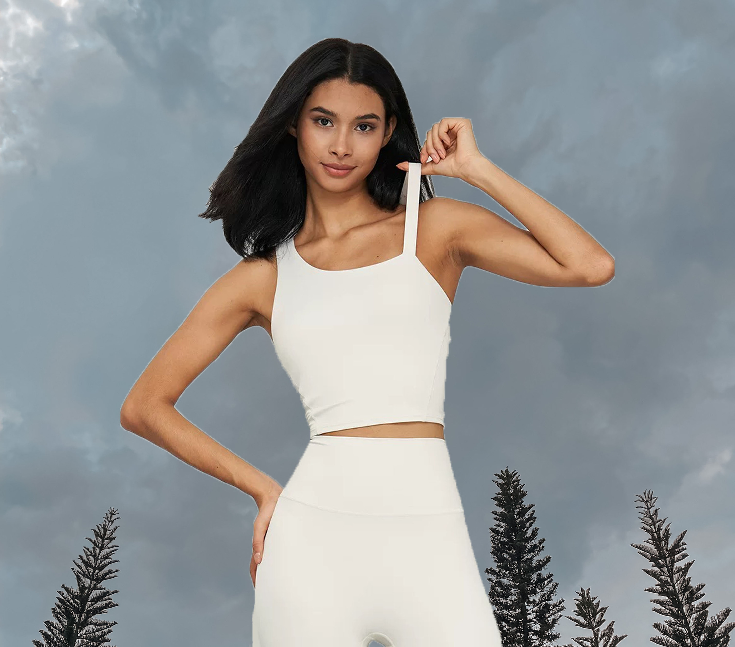 Cansy Sport Bra - Ivory (Front)