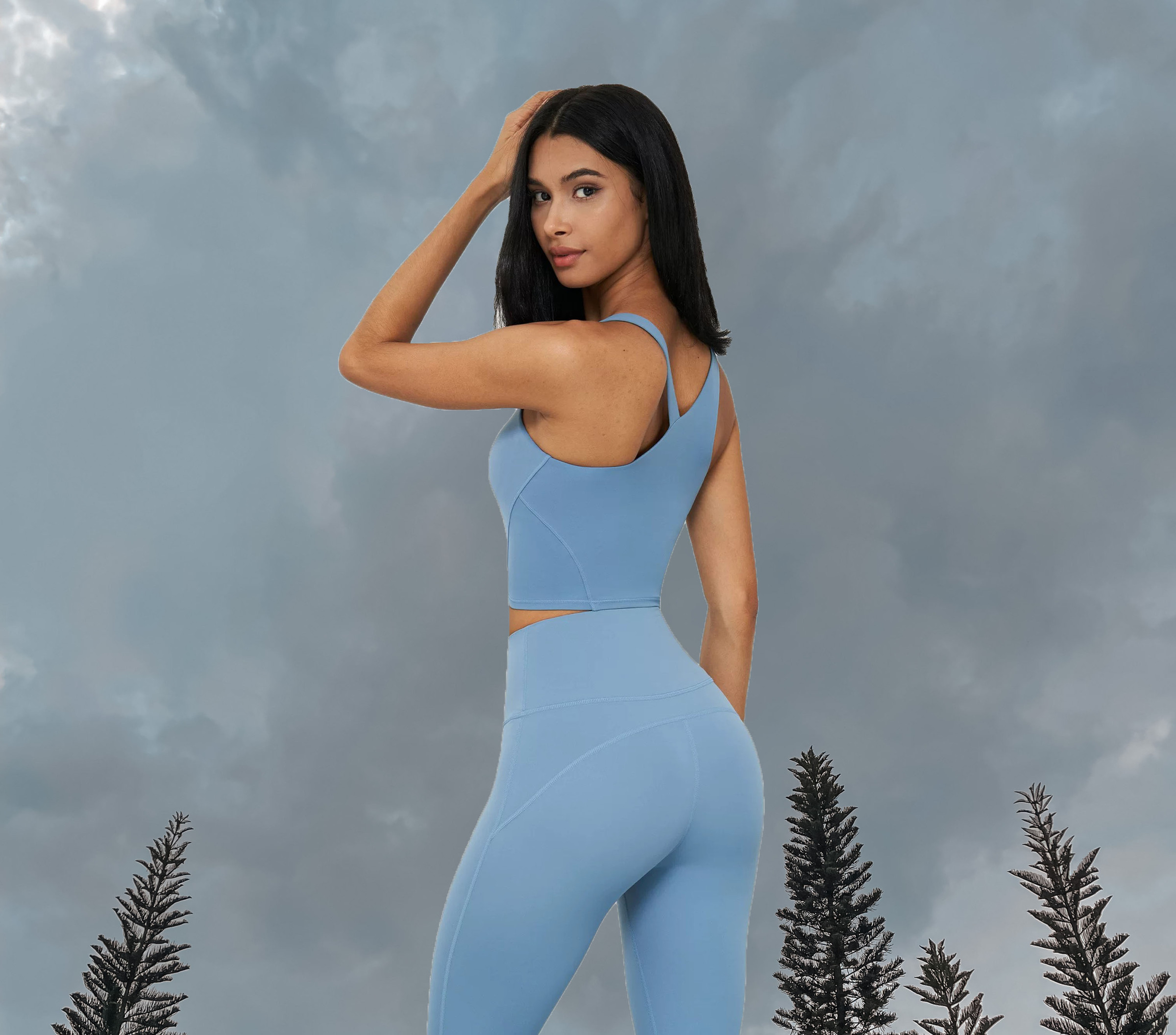 Cansy Sport Bra - Cham Blue (Back)