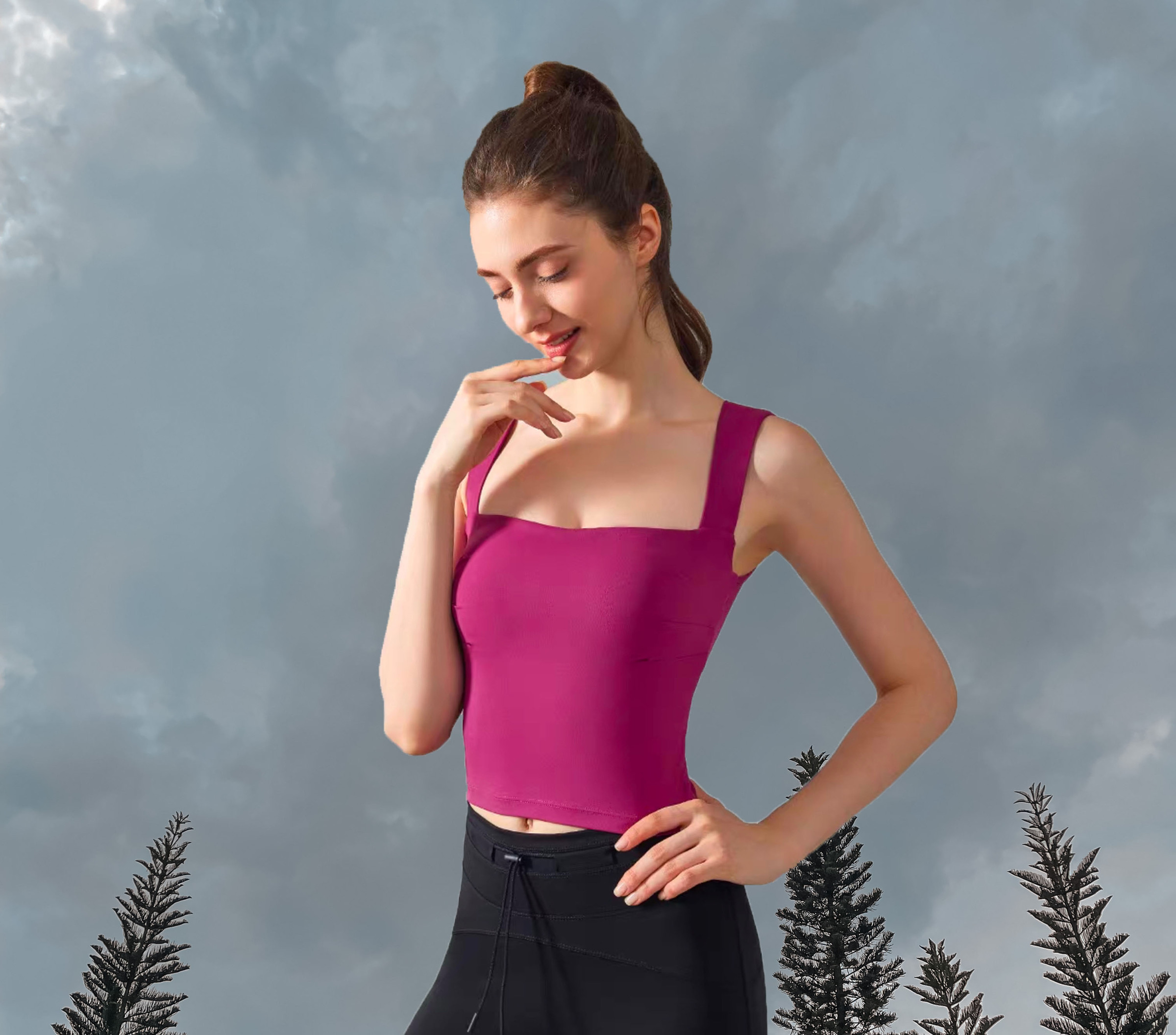 Emma Sport Bra - Raspberry (Front 2)