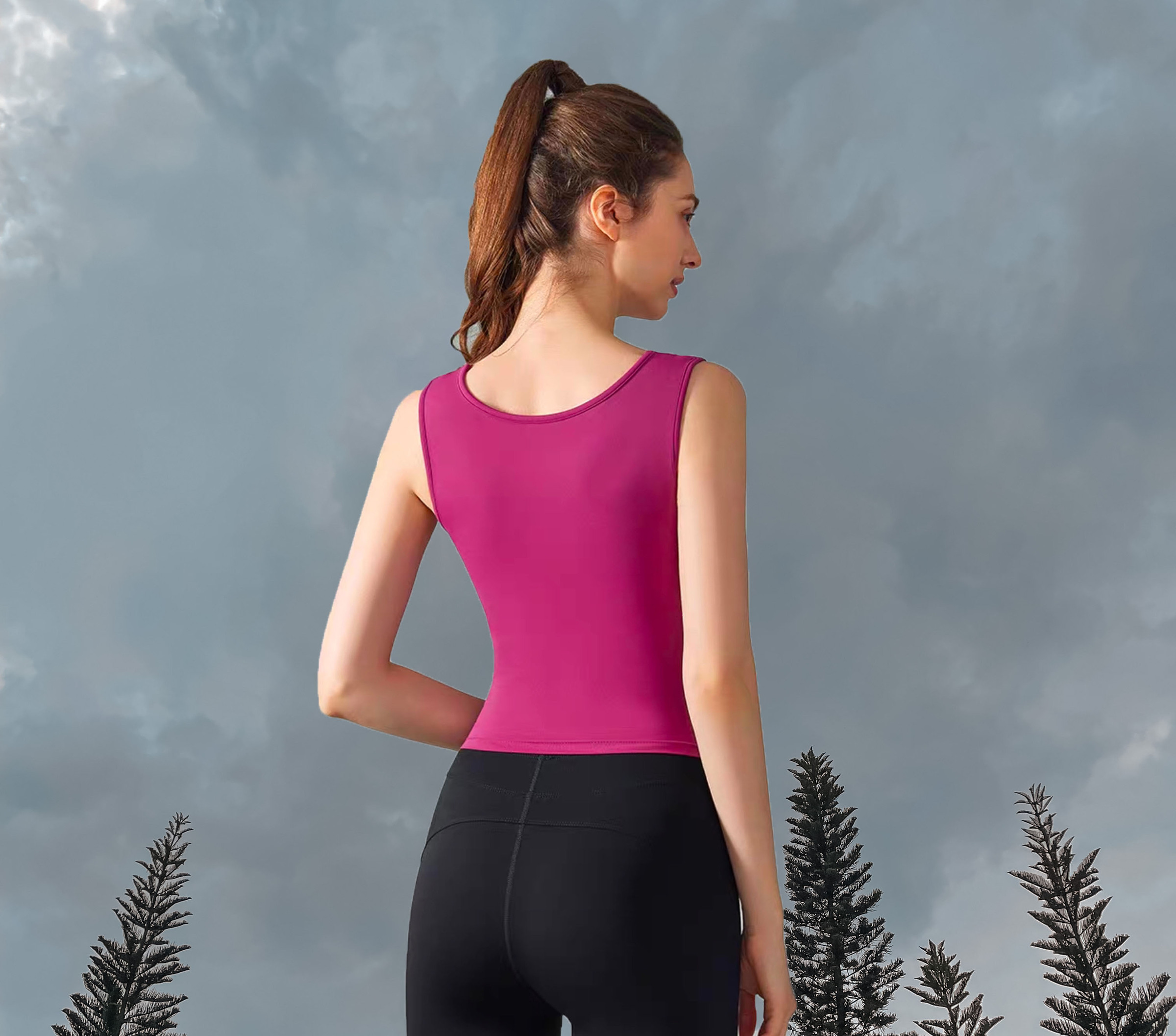 Emma Sport Bra - Raspberry (Back)