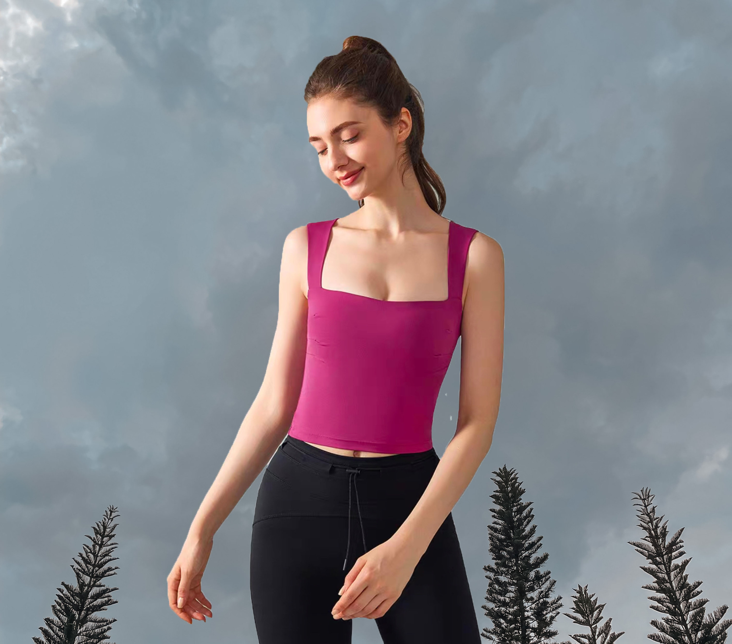 Emma Sport Bra - Raspberry (Front 1)