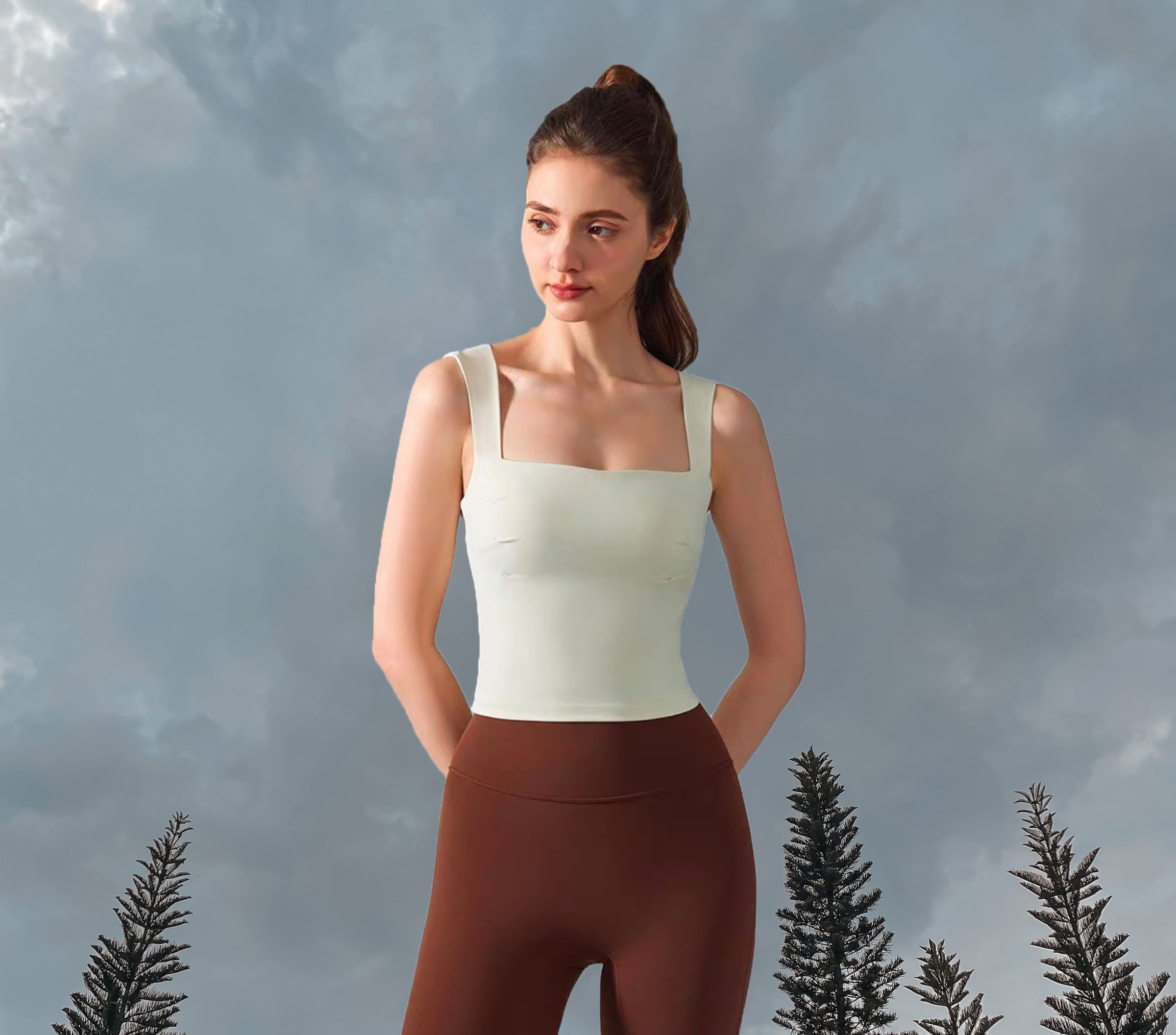Emma Sport Bra - Ivory (Front 1)