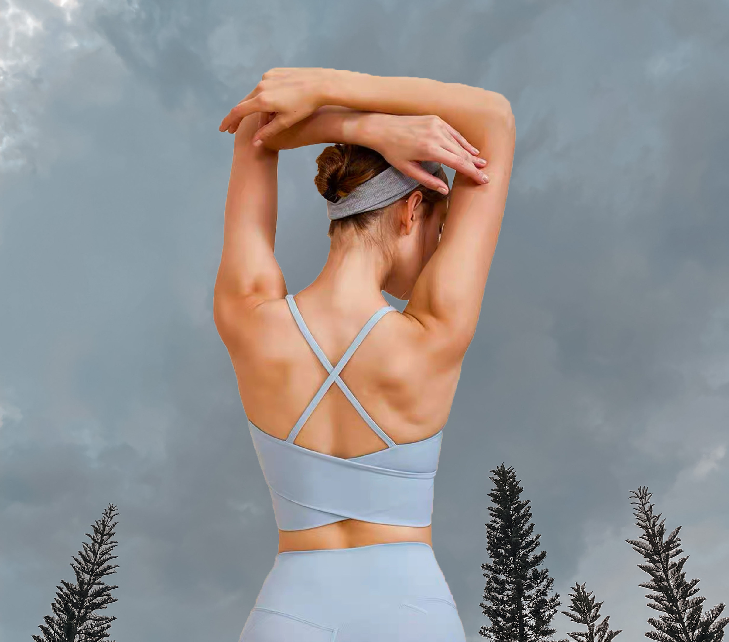 Luna Sport Bra - Snow Blue (Back)