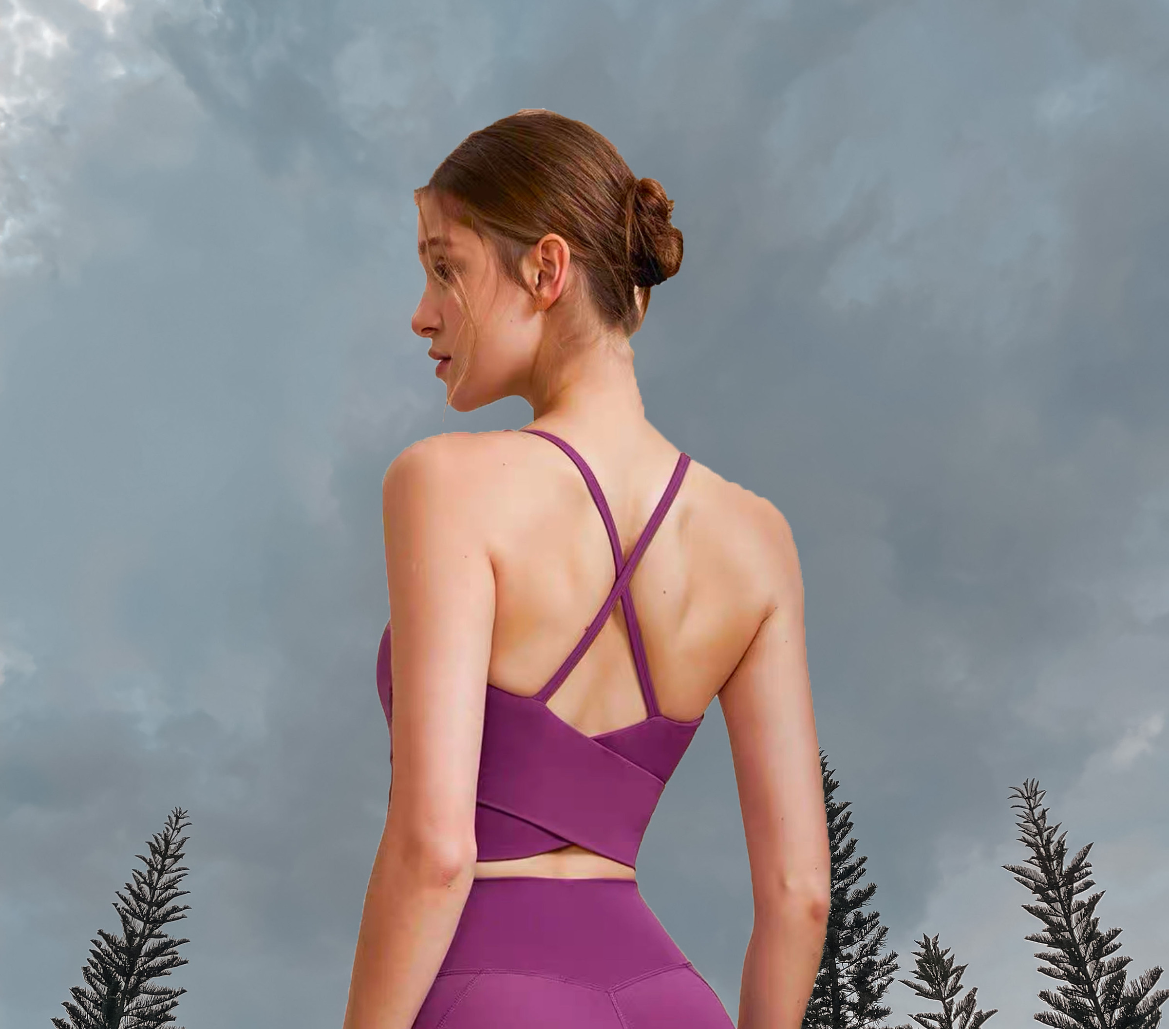 Luna Sport Bra - Violet (Back)