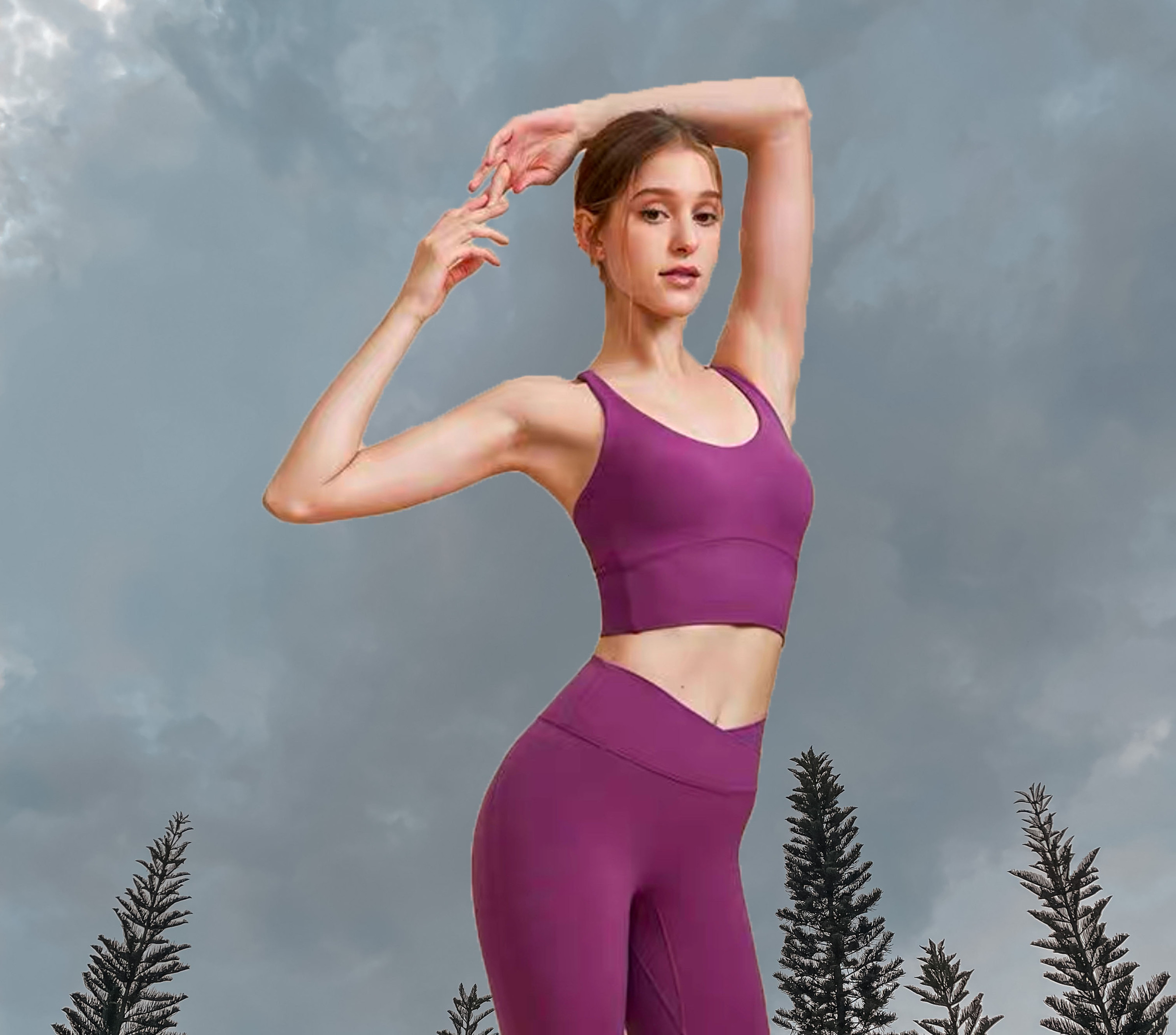 Luna Sport Bra - Violet (Front)