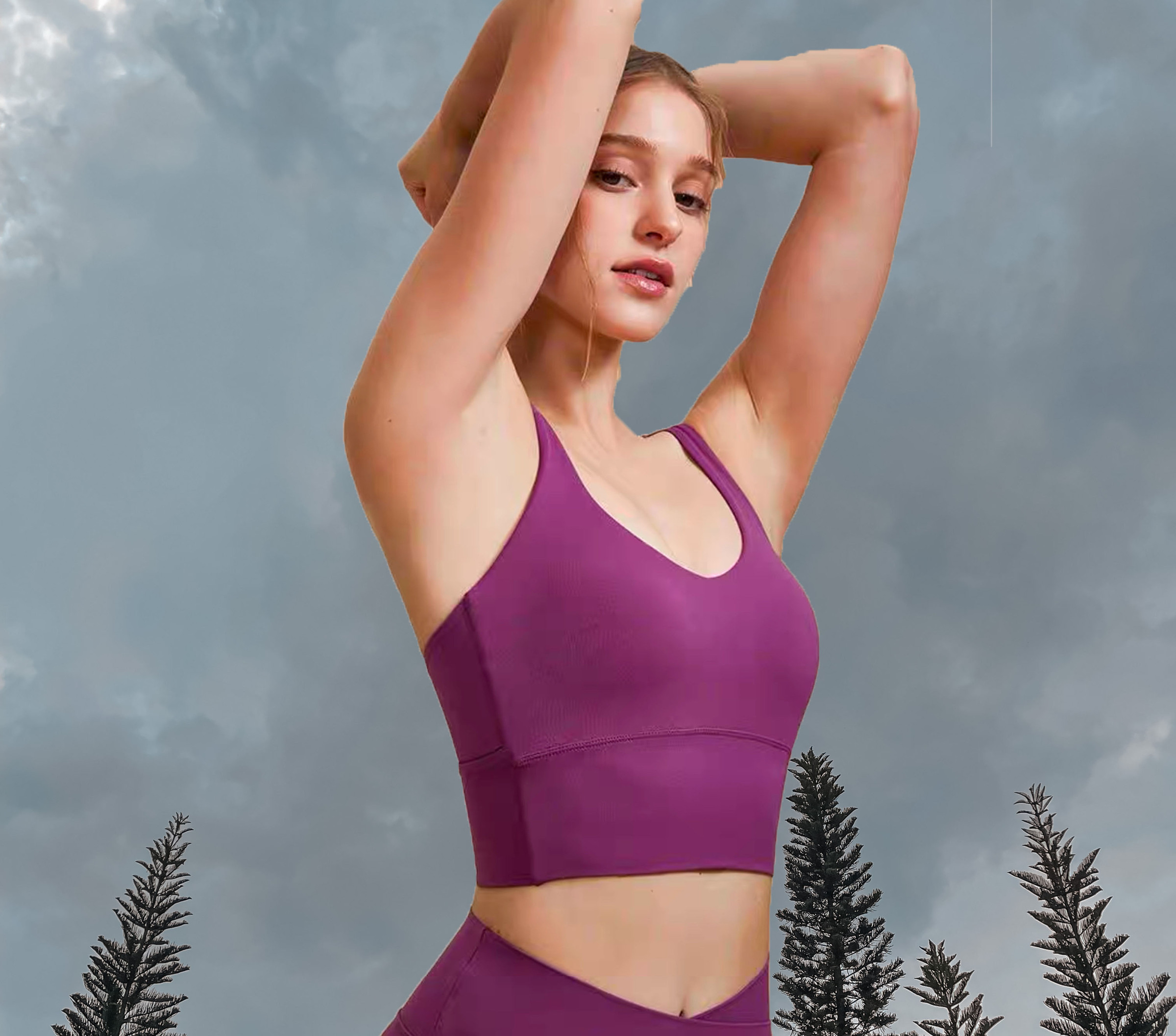 Luna Sport Bra - Violet (Front 2)