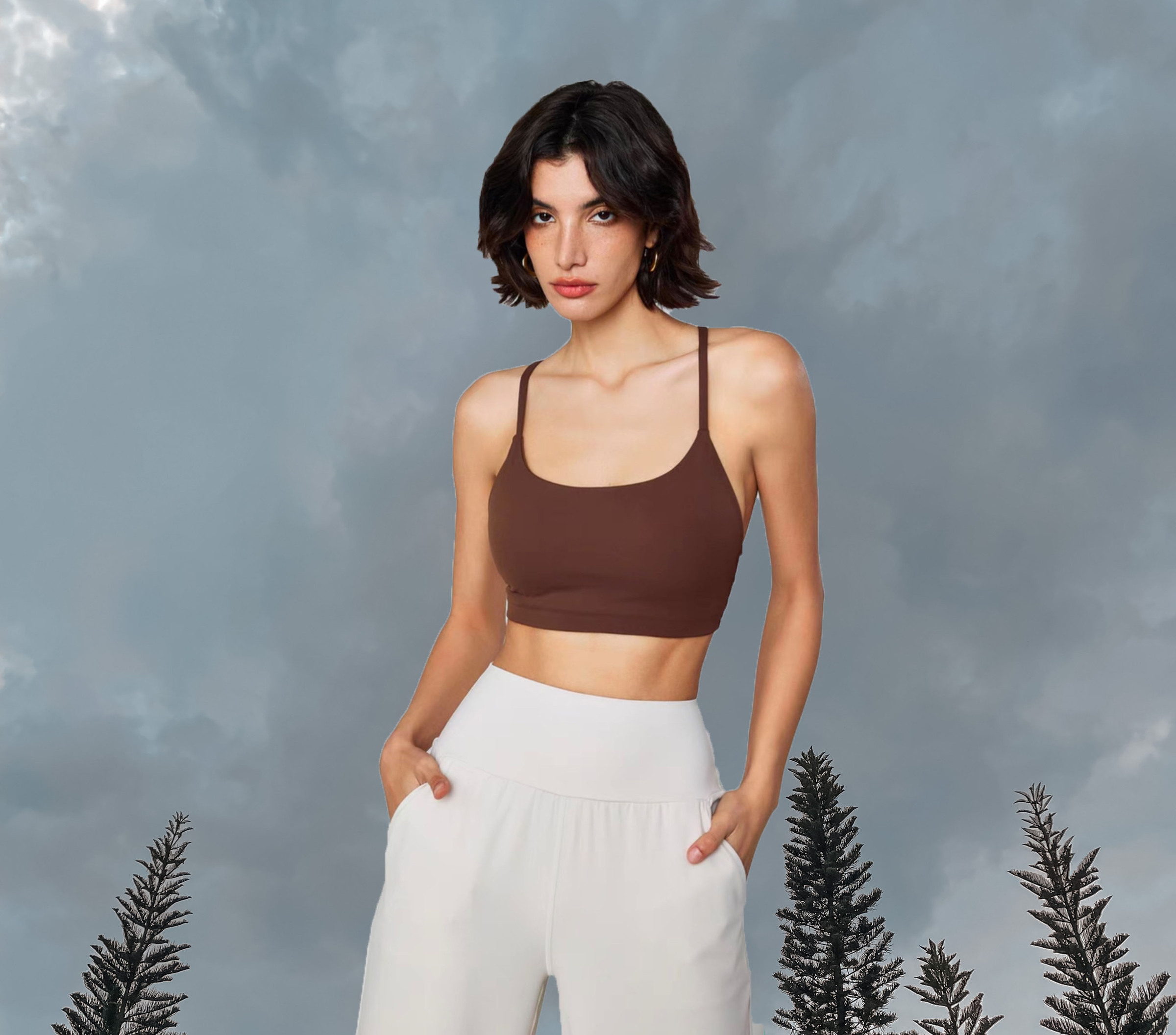 Bitumen Sport Bra - Chestnut (Front )