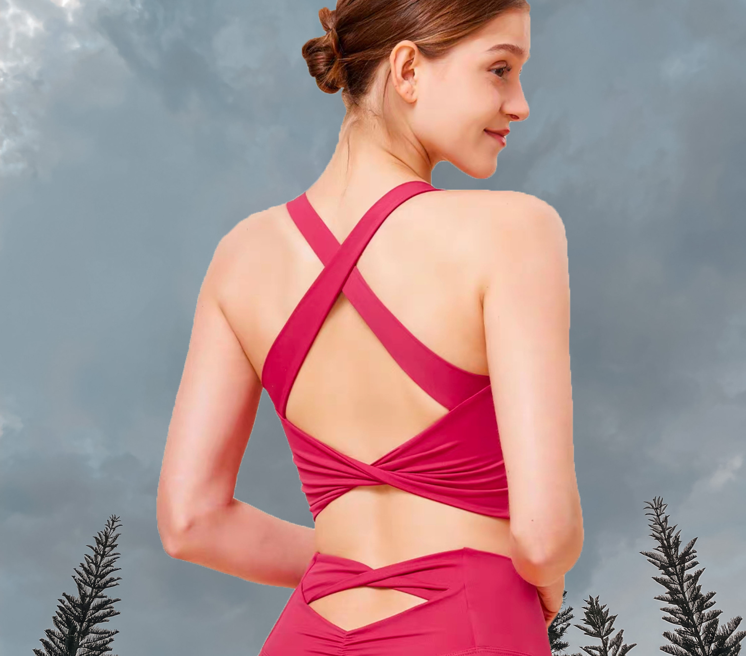 Scarlett Sport Bra - Magenta Pink  (Back)