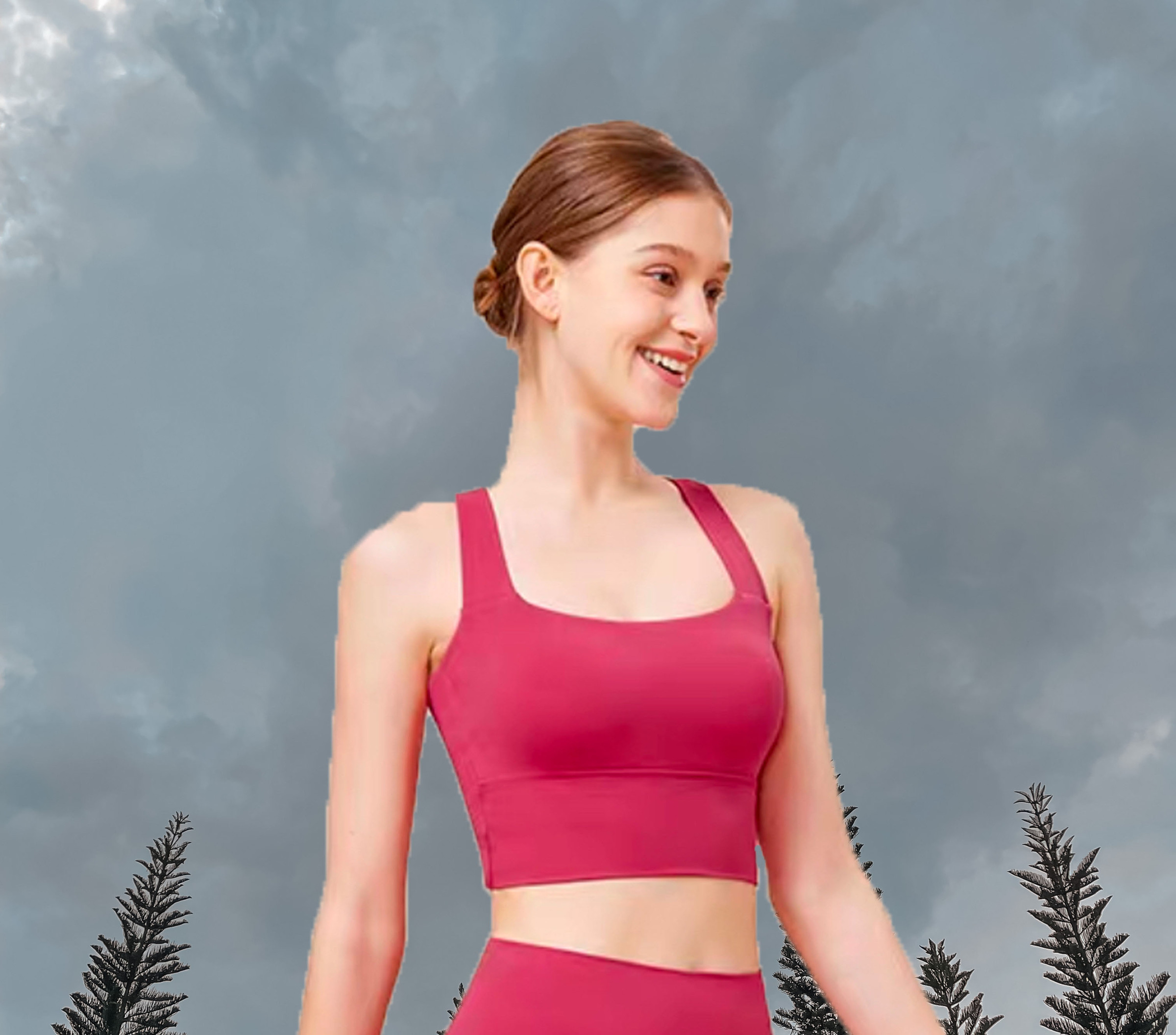 Scarlett Sport Bra - Magenta Pink  (Front)