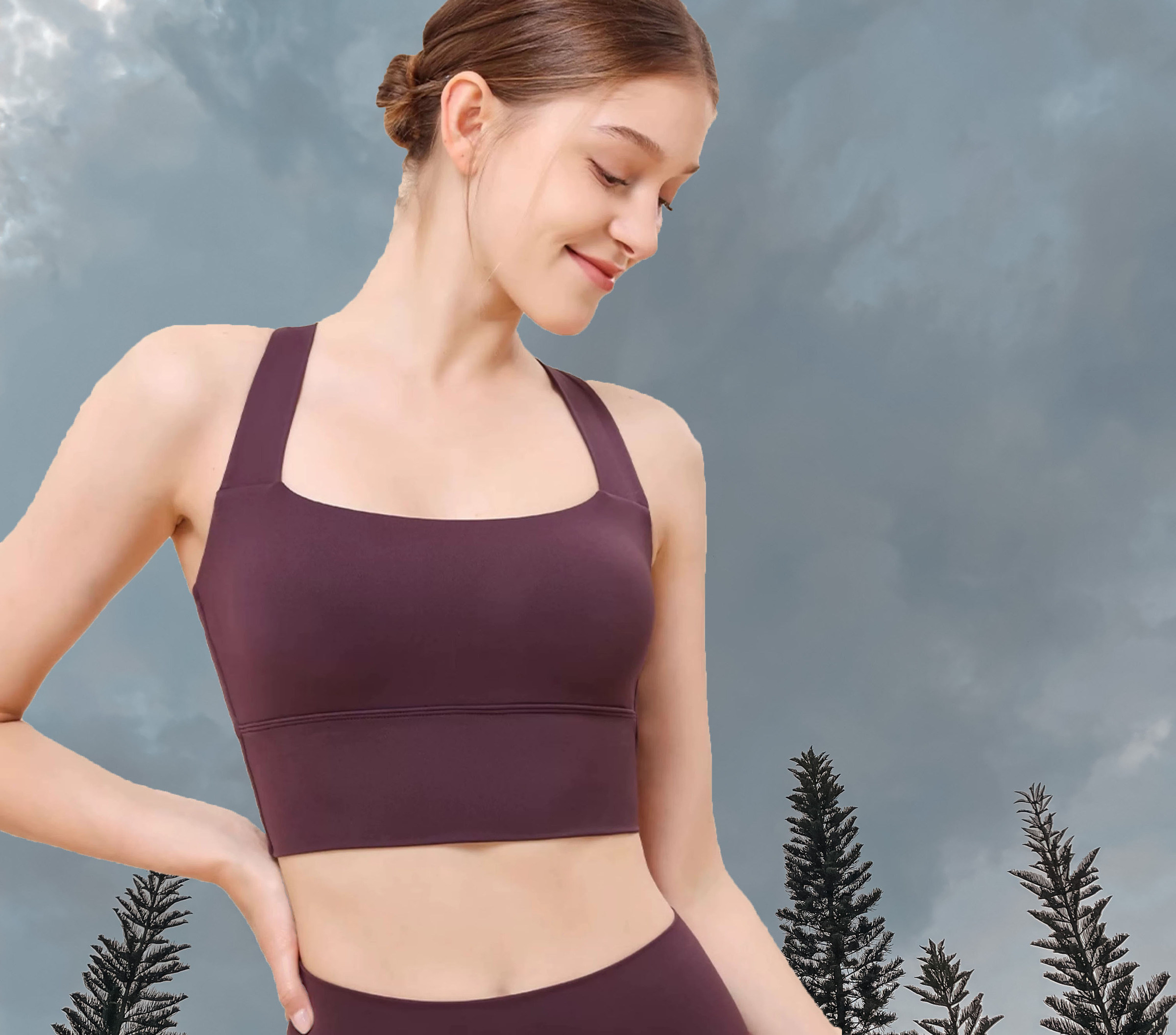 Scarlett Sport Bra - Matte Purple (Front)