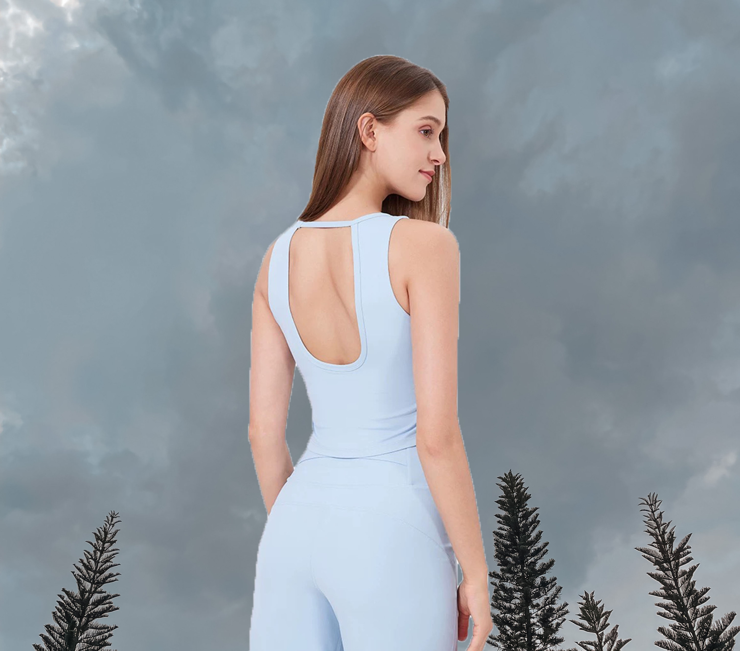 Longline sport bra Sky Blue (Back)
