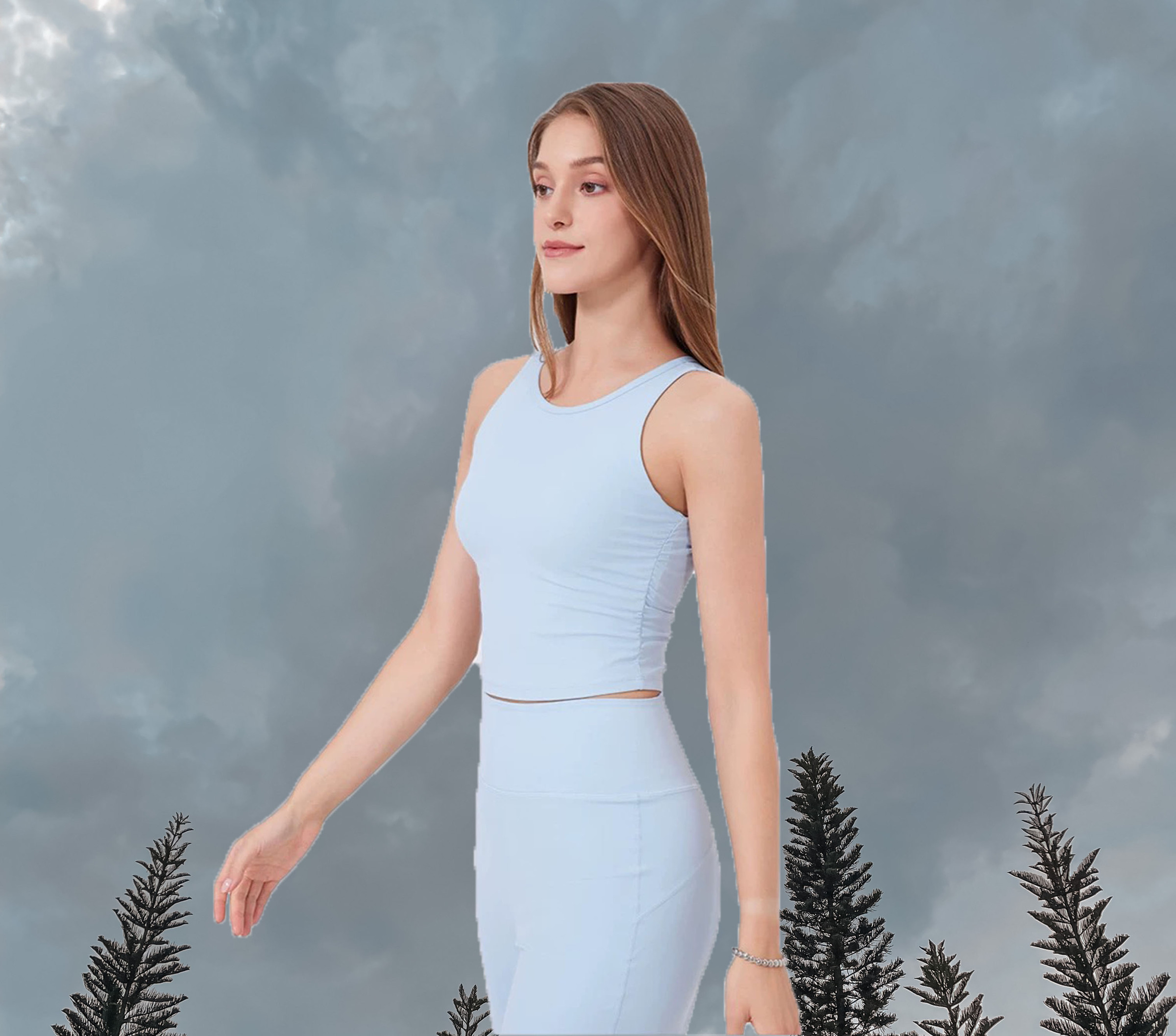 Longline sport bra Sky Blue (Side)