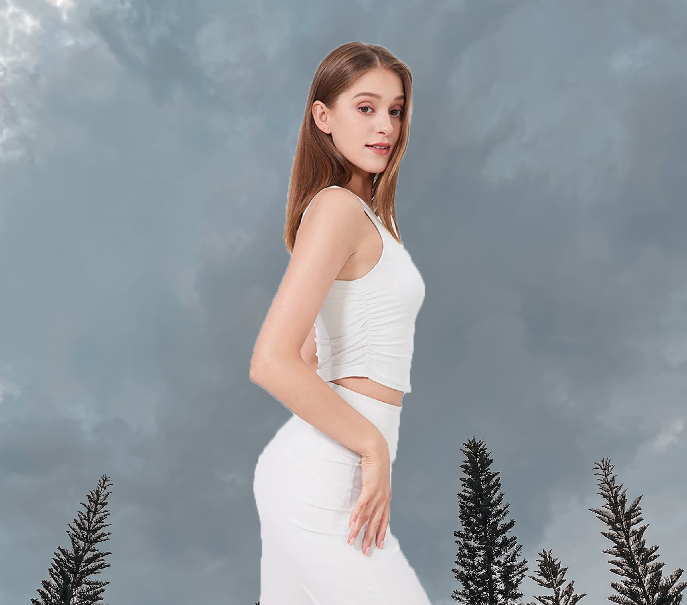 Longline sport bra albumin (Side)