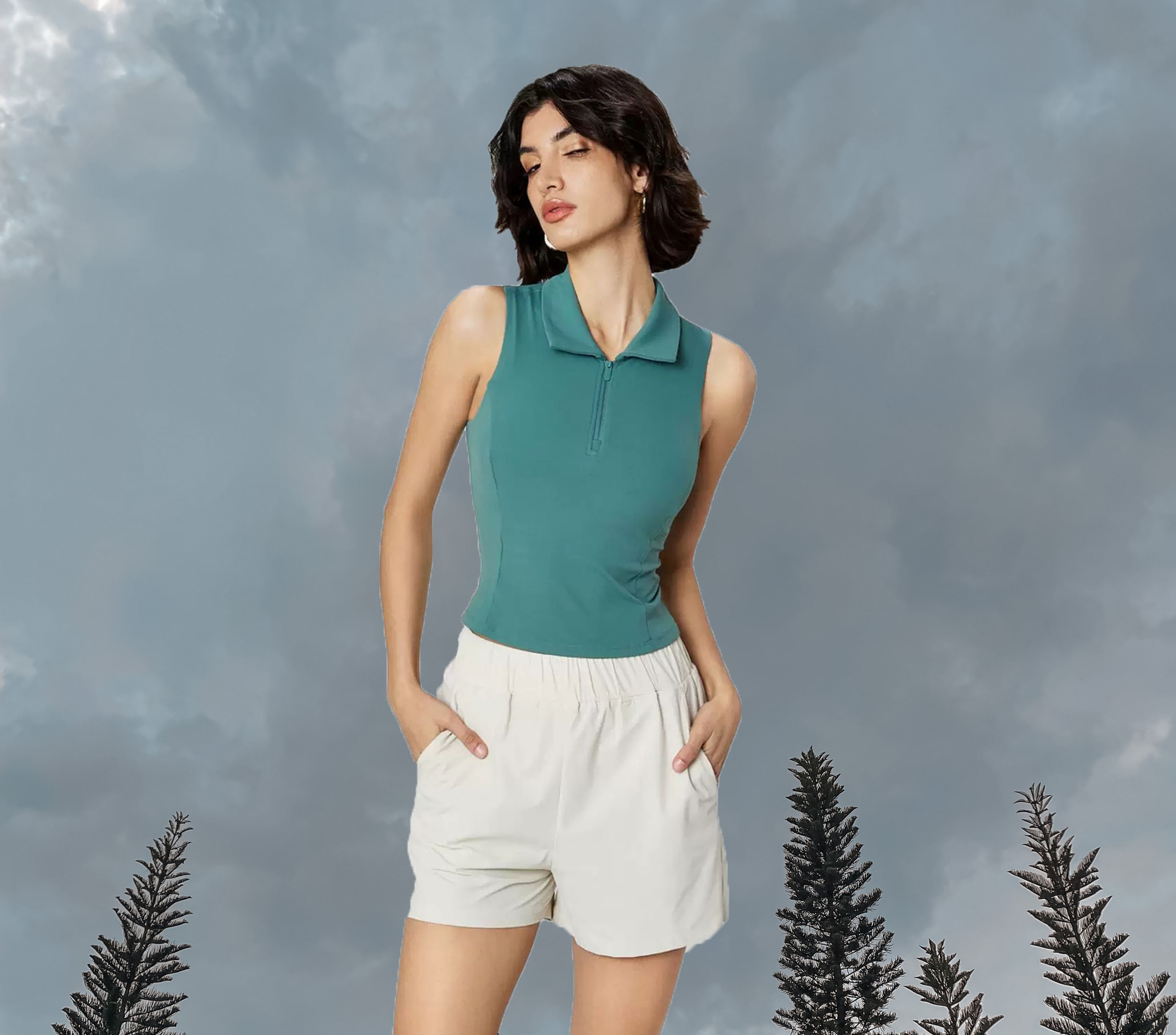 Pickle Collar-Zip Top Padded  Jade (Front)