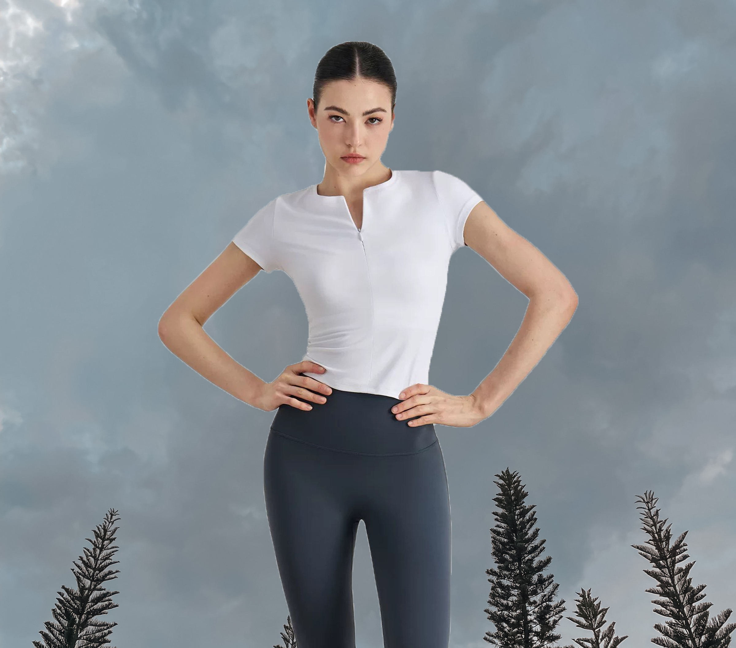 Basic Zip Top White (Front)
