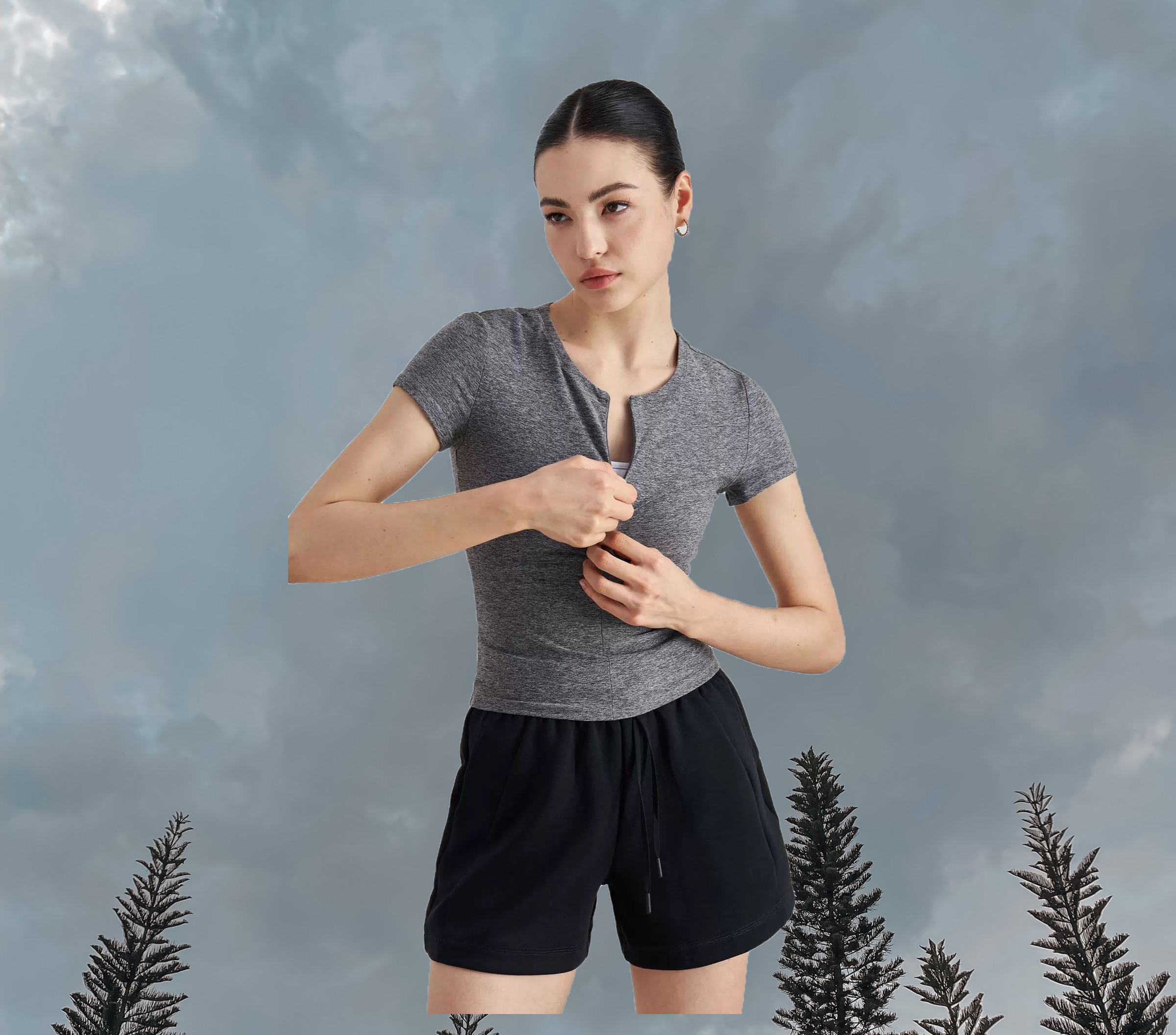 Basic Zip Top Grey (Front)