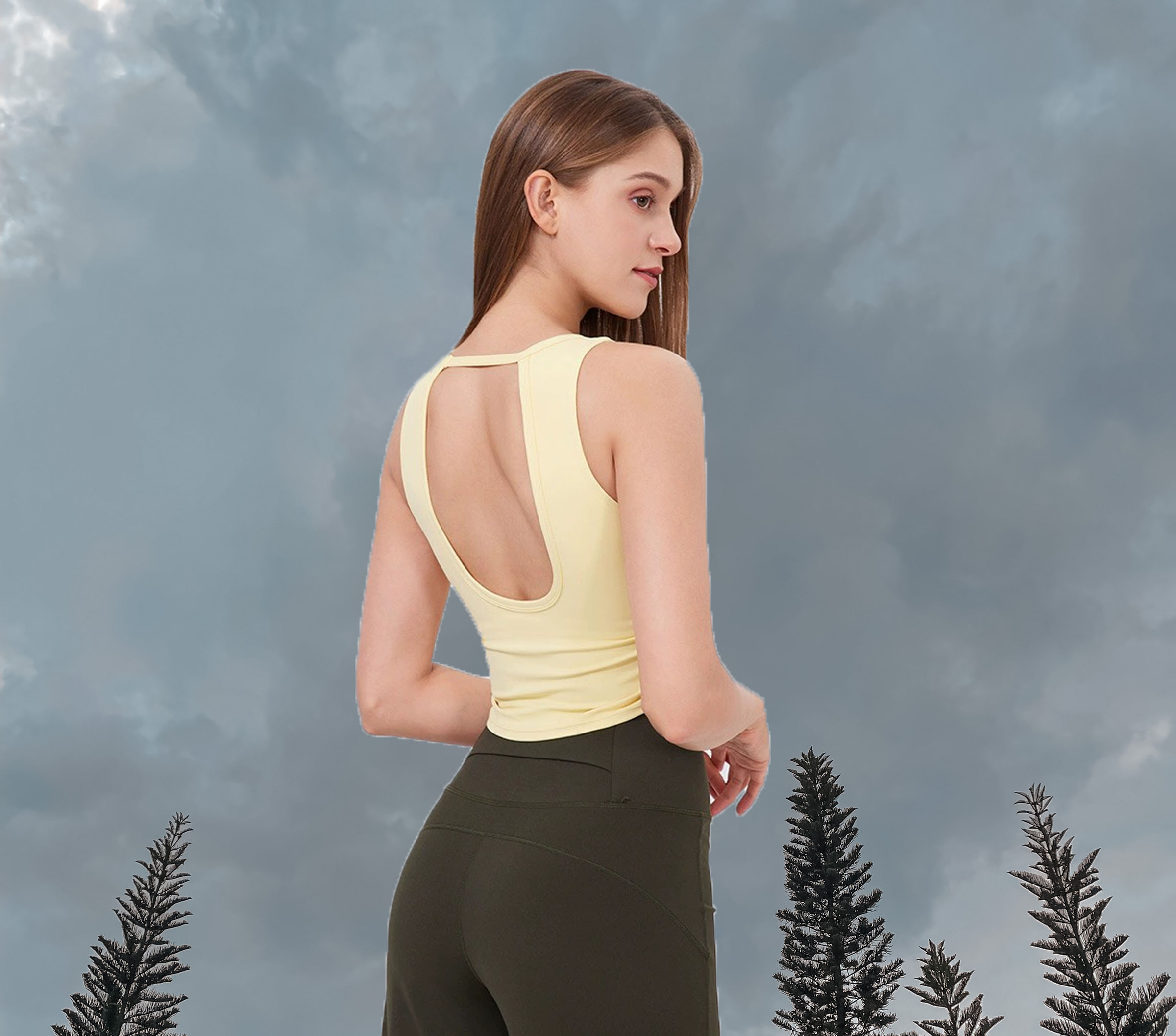 Krisfit Tank Bra - Butter Yellow (Back)