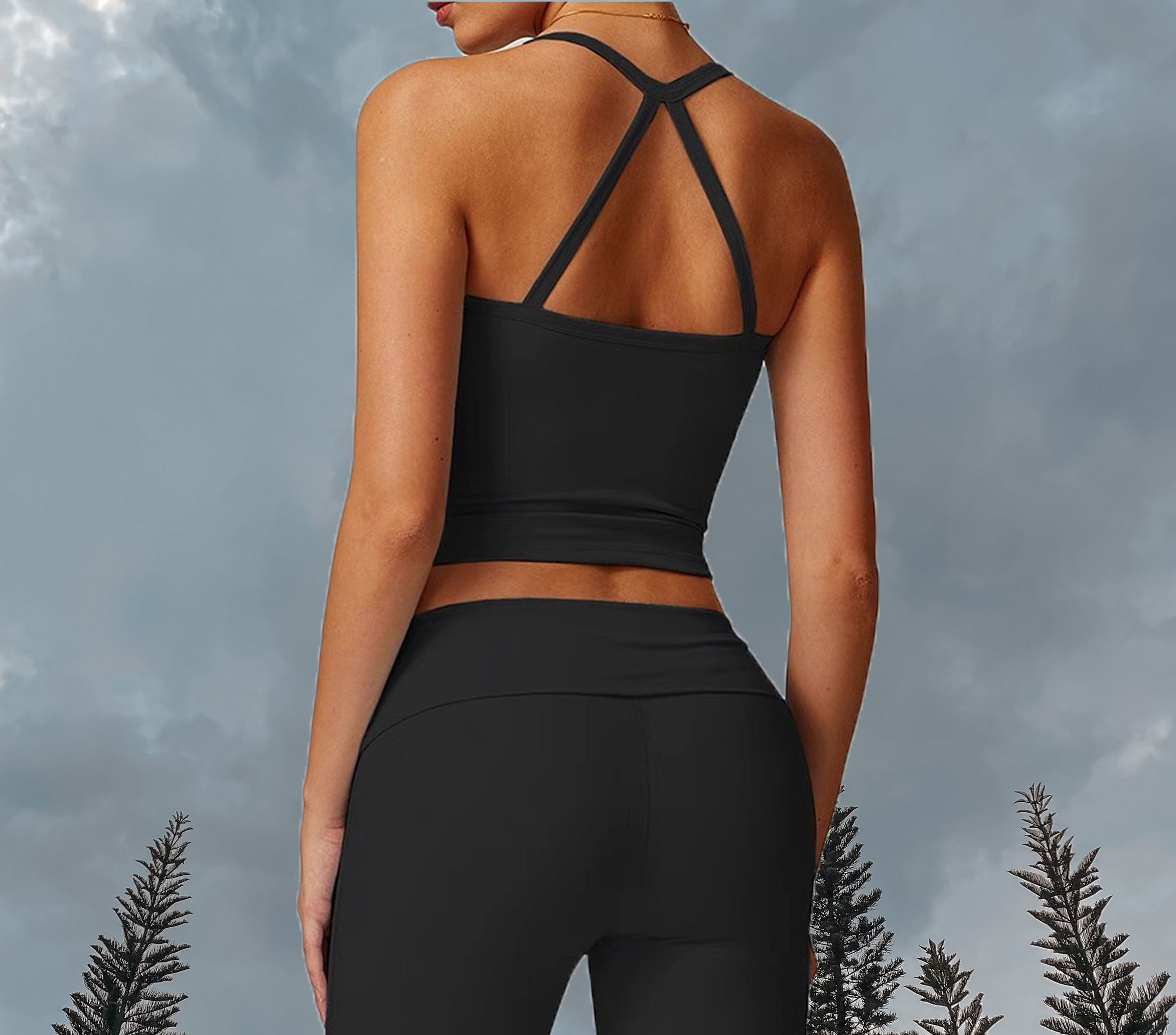 Midnight Longline Sport Bra -Black (Back)