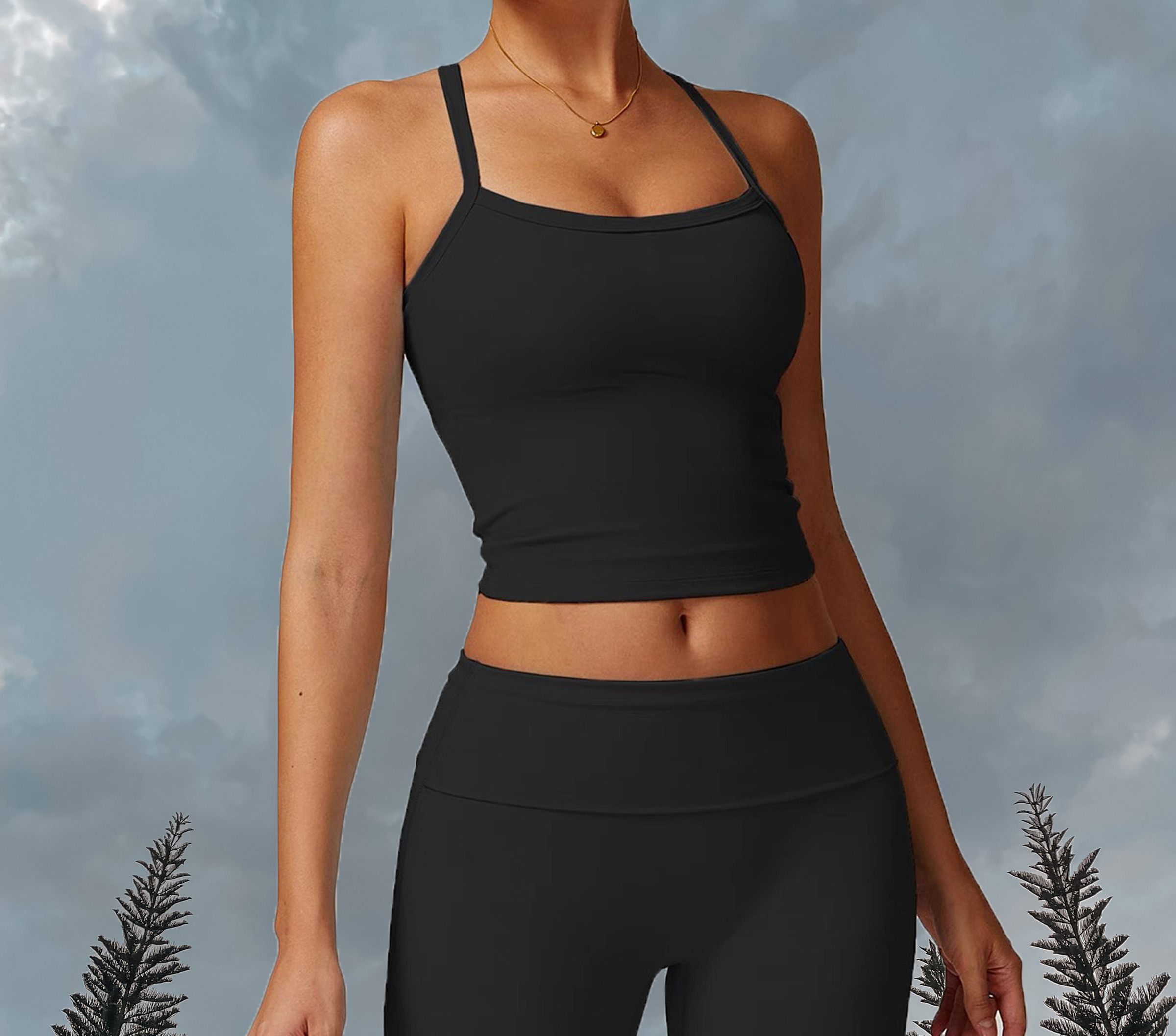 Midnight Longline Sport Bra -Black (Front)