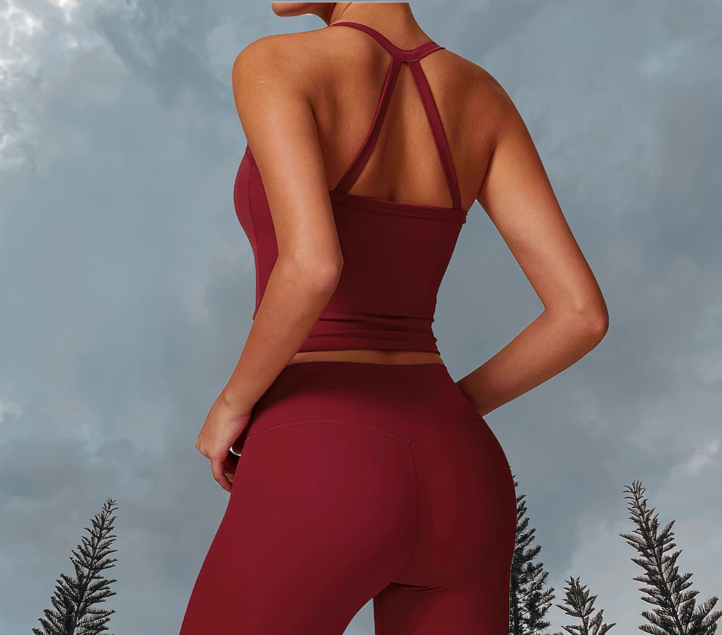Midnight Longline Sport Bra -Ruby Red (Back)
