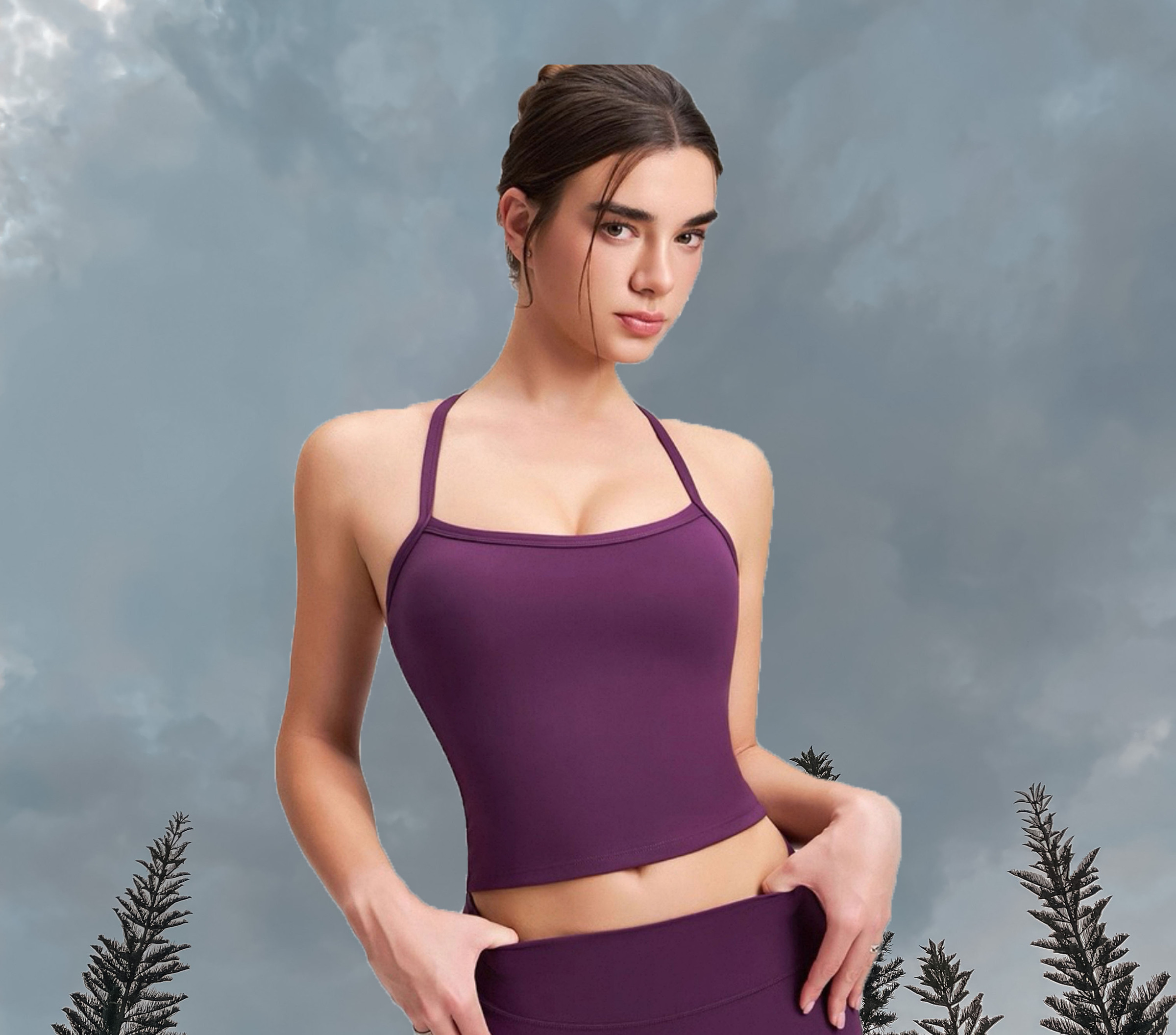 Midnight Longline Sport Bra -WildBerry (Front)