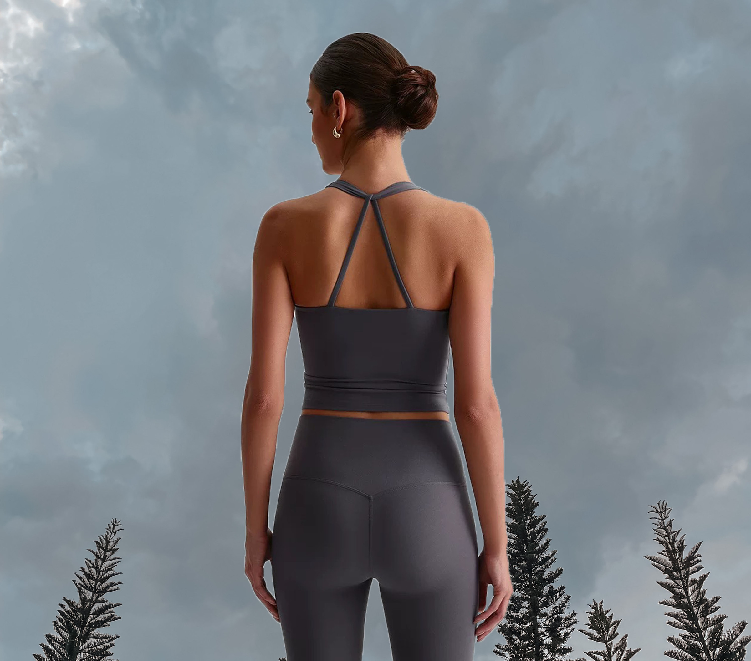 Lucia Longline Sport Bra - Grey (Back)