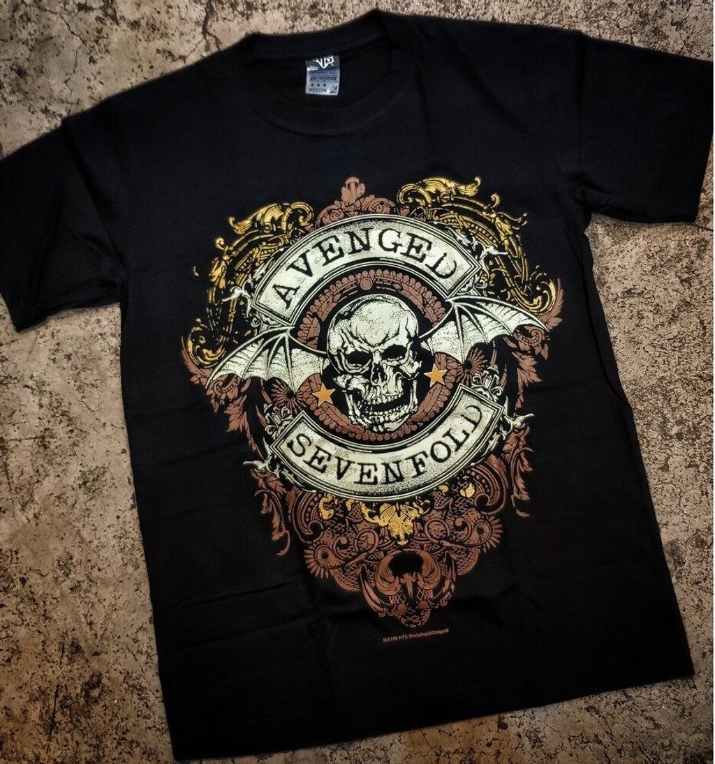 14R196 NTS A7X AVENGED SEVENFOLD METAL BAND SKULL BAT NEW TYPE SYSTEM HIGH  QUALITY SILK SCREEN COLLECTABLE COTTON TSHIRT – PREMIUM GRADE BLACK TIMBER  NEW TYPE SYSTEM MOAI SPEED HIGH QUALITY SILK