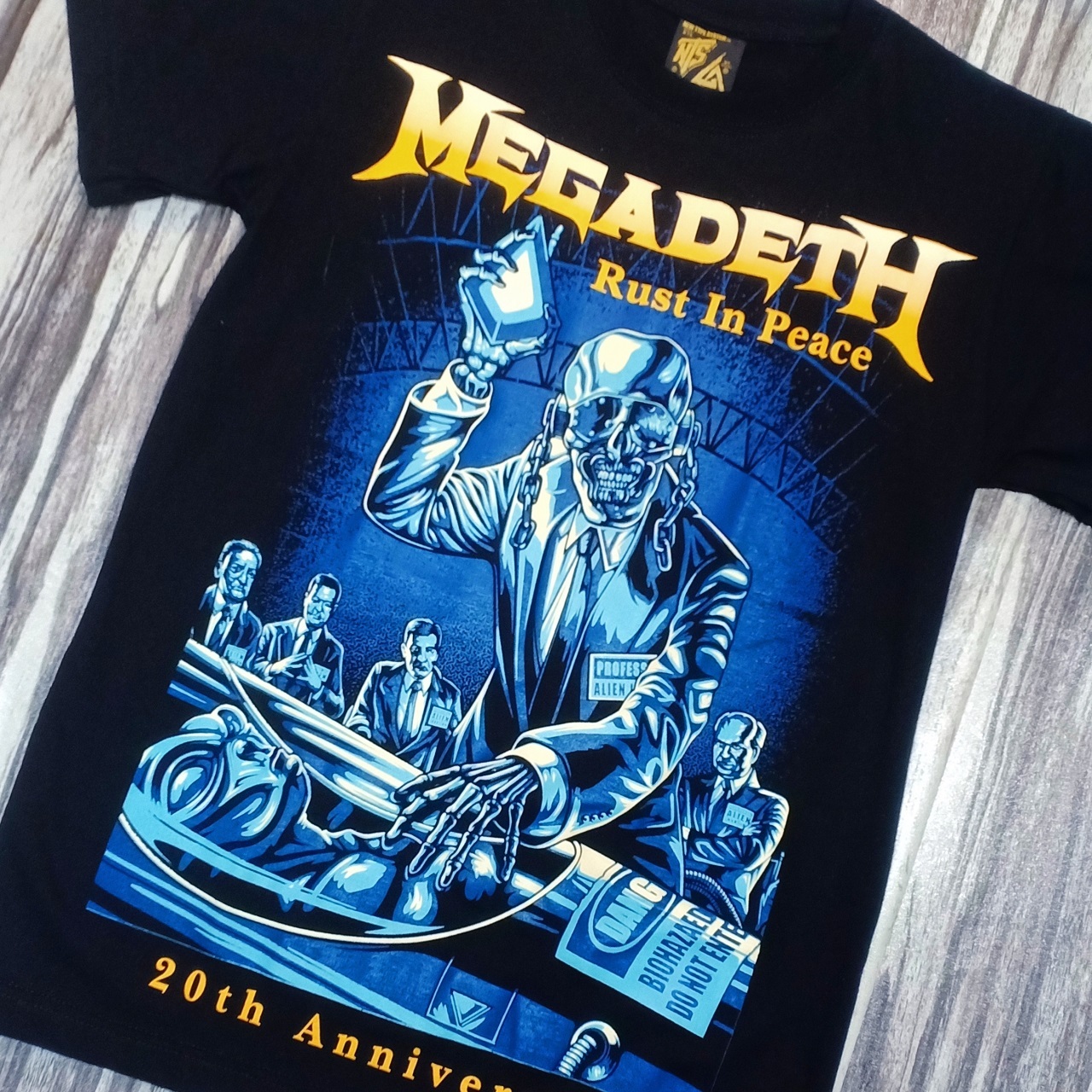 13R192 MEGADETH HEAVY METAL ROCK BAND RUST IN PEACE ALBUM COVER COLLECTION  NTS ORIGINAL NEW TYPE SYSTEM COTTON T-SHIRT – PREMIUM GRADE BLACK TIMBER  NEW TYPE SYSTEM MOAI SPEED HIGH QUALITY SILK
