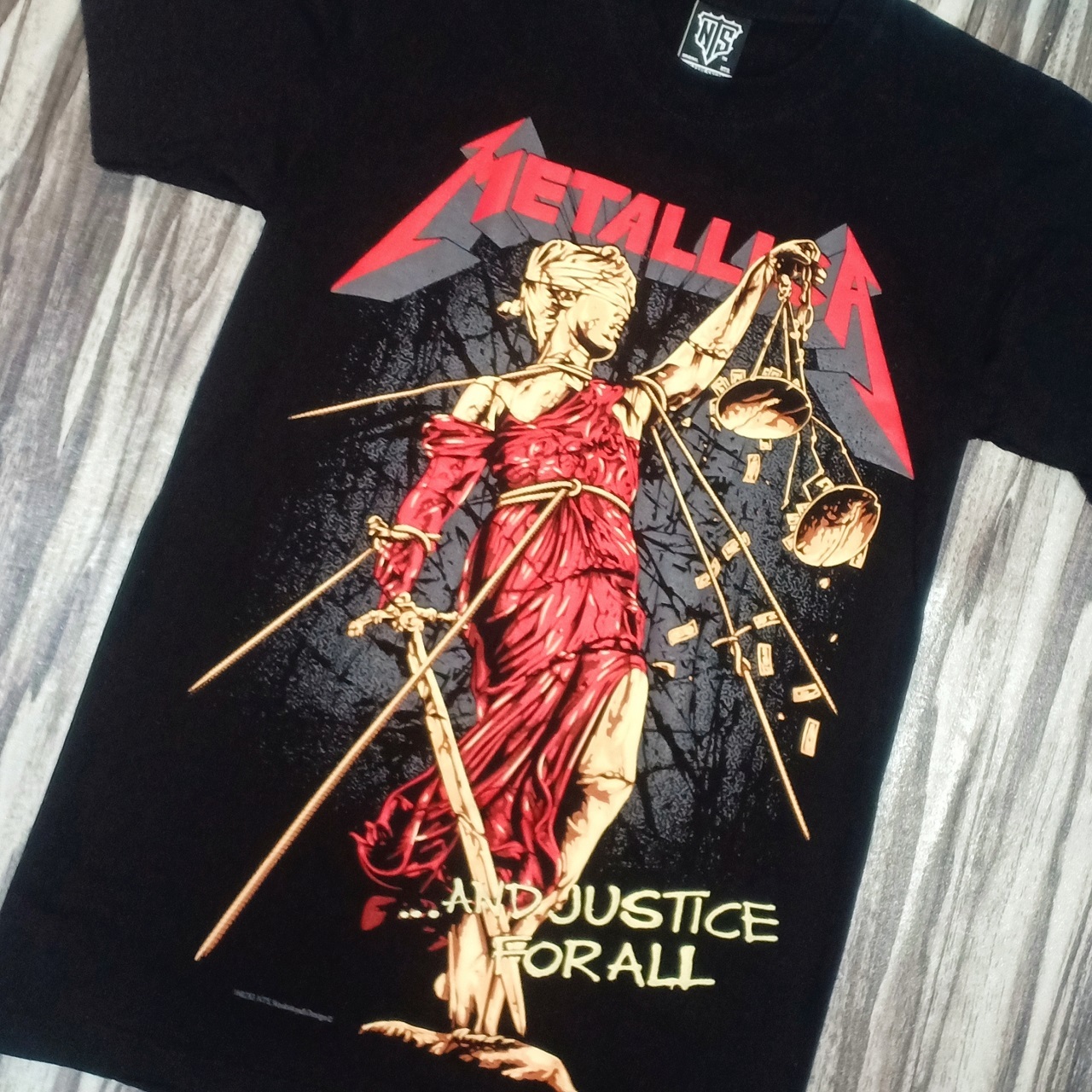 16R283 NTS TSHIRT METALLICA HEAVY METAL ROCK BAND JUSTICE FOR ALL ALBUM  COVER NEW TYPE SYSTEM COTTON T-SHIRT – PREMIUM GRADE BLACK TIMBER NEW TYPE  SYSTEM MOAI SPEED HIGH QUALITY SILK SCREEN