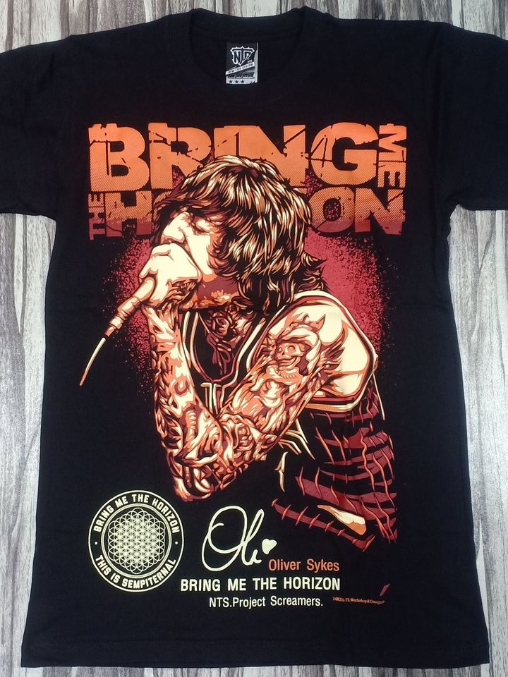 NTS216 BMTH BRING ME THE HORIZON HEAVY METAL ROCK BAND OLIVER SYKES COVER NTS ORIGINAL NEW TYPE SYSTEM COTTON T-SHIRT