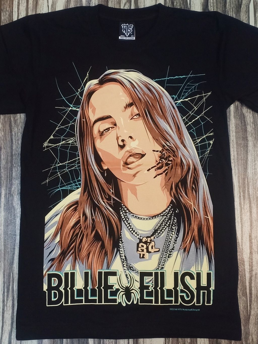 NTS360 BILLIE EILISH AMERICAN SINGER SONG WRITER 2ND SPECIAL COLLECTION NTS  ORIGINAL NEW TYPE SYSTEM COTTON T-SHIRT – PREMIUM GRADE BLACK TIMBER NEW  TYPE SYSTEM MOAI SPEED HIGH QUALITY SILK SCREEN COLLECTABLE
