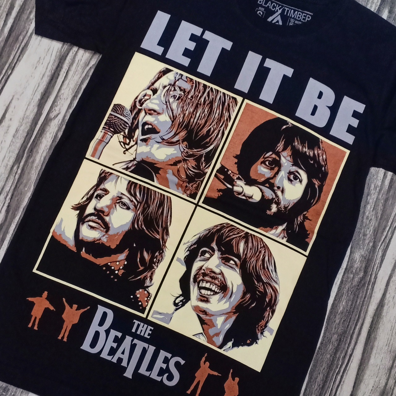 BT44 THE BEATLES LET BE LIMITED BLACK TIMBER COTTON ROCK BAND T- SHIRT PREMIUM GRADE BLACK TIMBER NEW TYPE SYSTEM MOAI SPEED HIGH SILK SCREEN COLLECTABLE T-SHIRT STORE MALAYSIA