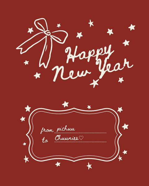 Red Minimalist Line Art Ribbon Bow Doodle Christmas Gift Tag