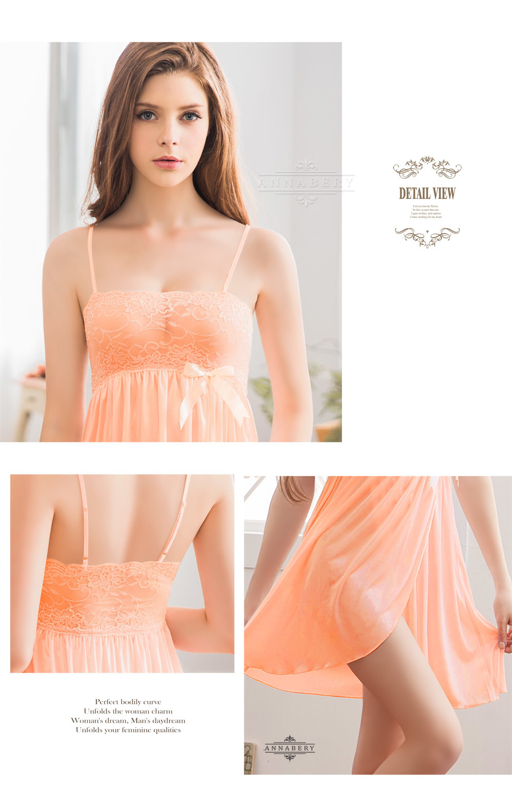 P015 - Elegant girl！Romantic charm lace Plus Size Sleepwear ＆ Slip Babydoll