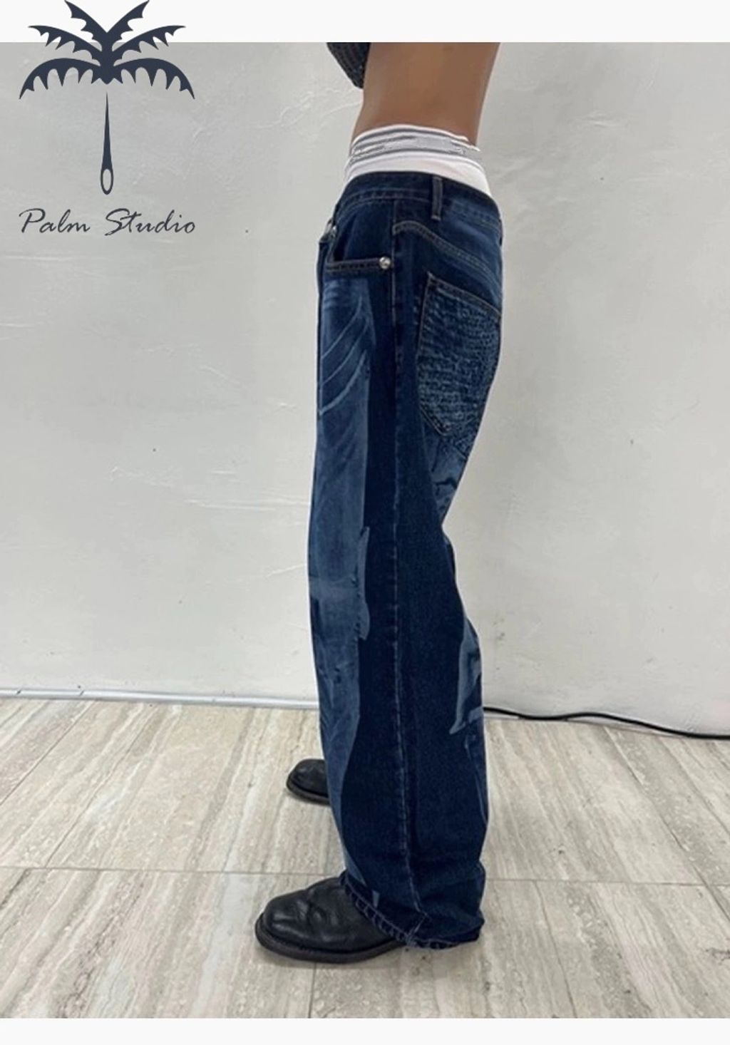 棕櫚】THUG CLUB 23FW Warrior Laser Denim Pants 戰士雷射人體 棕櫚】THUG CLUB 23FW Warrior Laser Denim Pants 戰士雷射人體